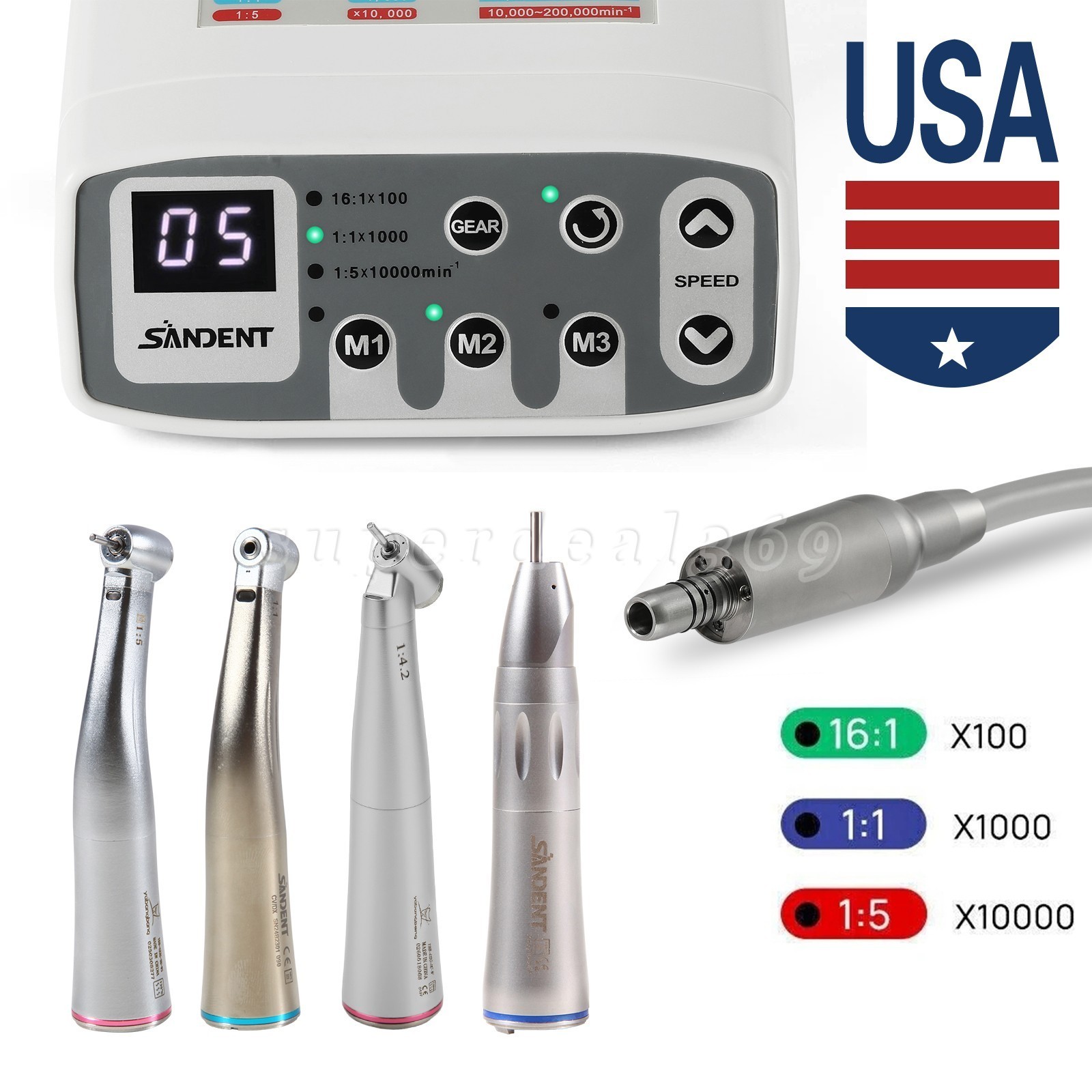 Dental Fiber Optic LED High Speed Turbine Handpiece 4/6Hole Coupling Fit KAVO