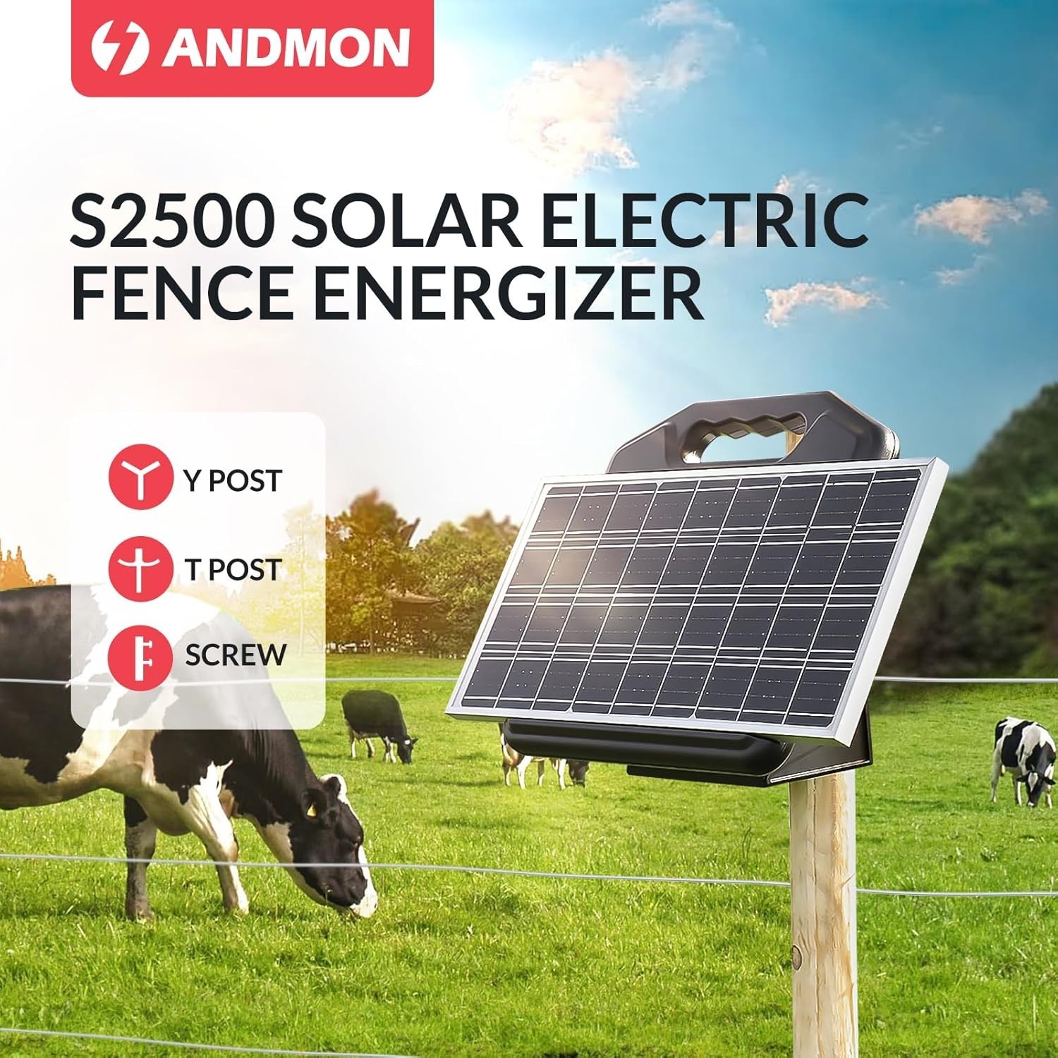 S2500 2.2 Joule Solar Fence Charger, 60 Miles Solar Electric Fence Charger fo…