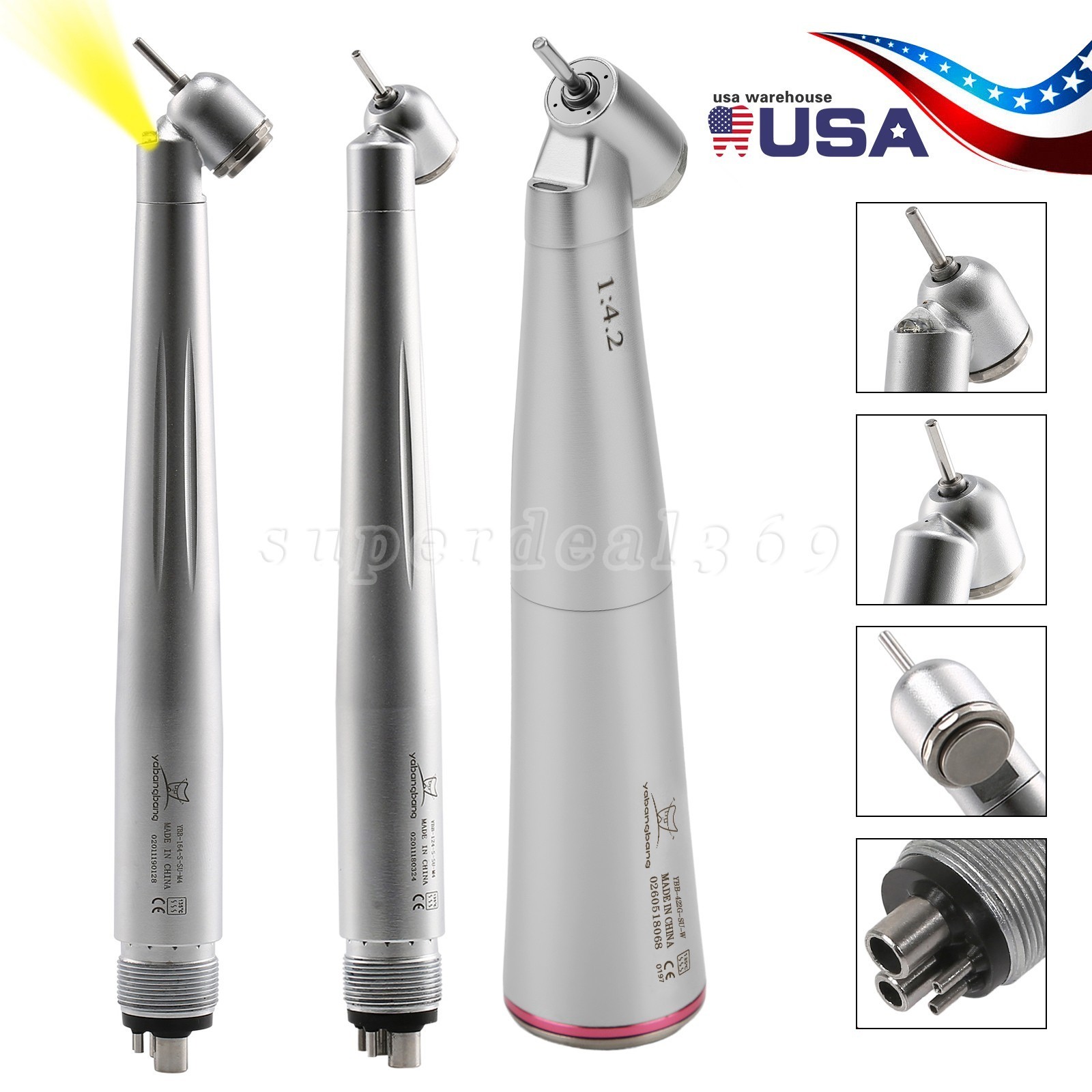 Dental 45° (LED) High Speed/1:4.2 Increasing Fiber Optic Contra Angle Handpiece