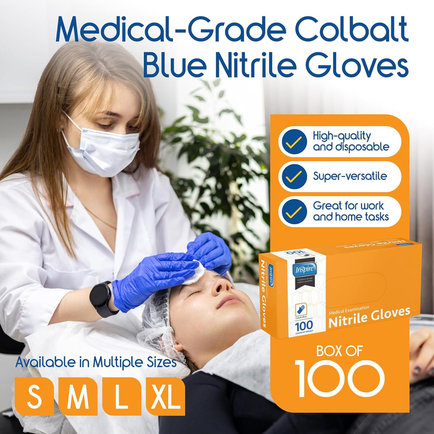 Cobalt Blue Nitrile Disposable Gloves | 4.5 Nitrile Safety Medical Exam Cooking