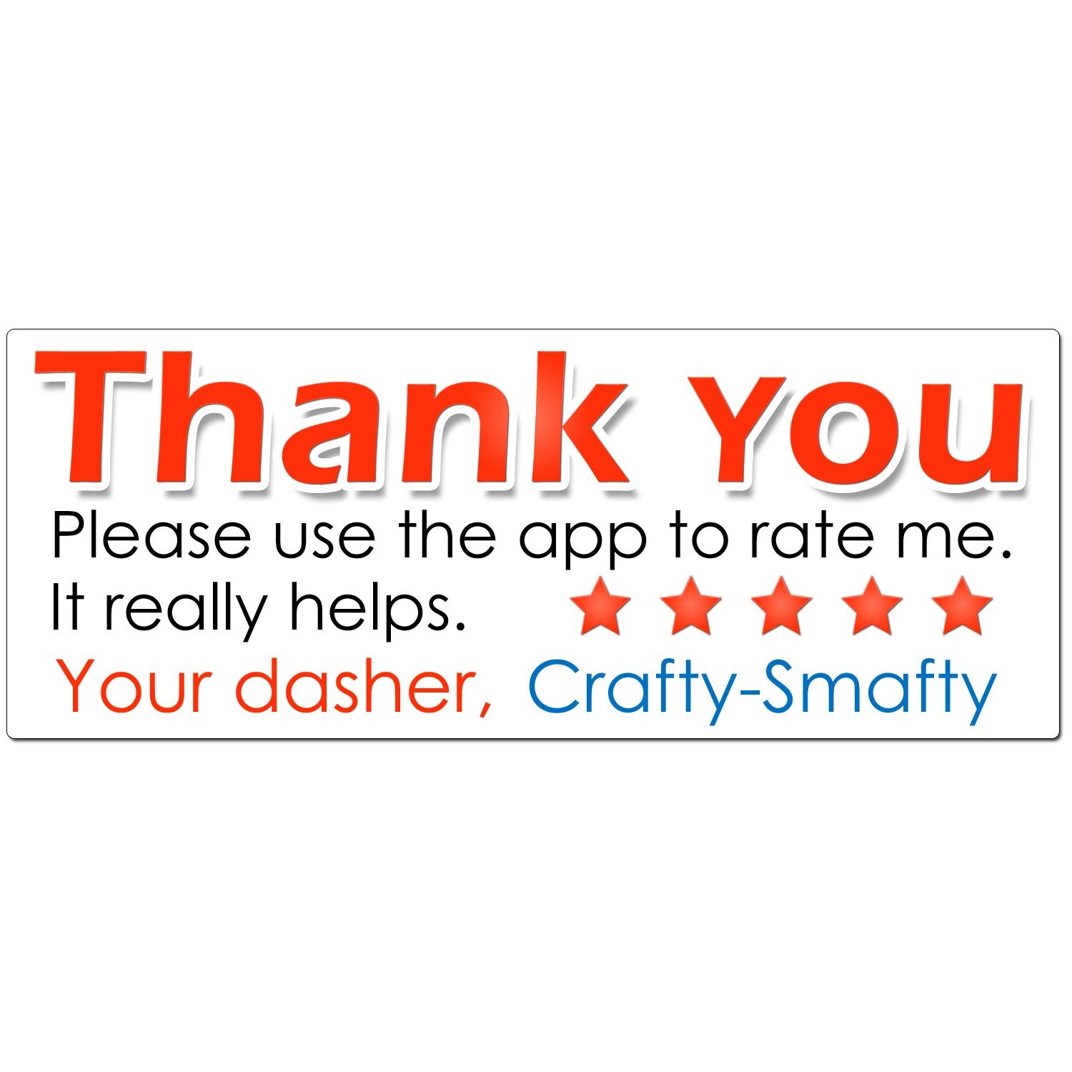 for DoorDash Thank You Stickers Driver CUSTOM NAME Increase Ratings and Tips