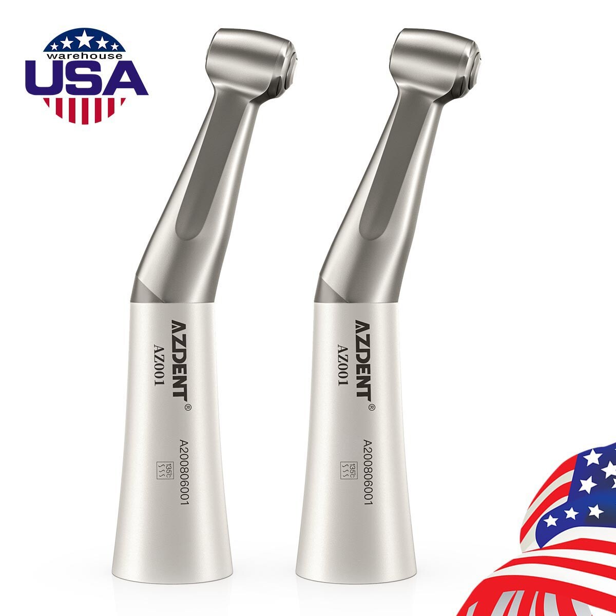 AZDENT Dental Low Speed Handpiece Contra Angle Push Button 1:1 Direct Drive