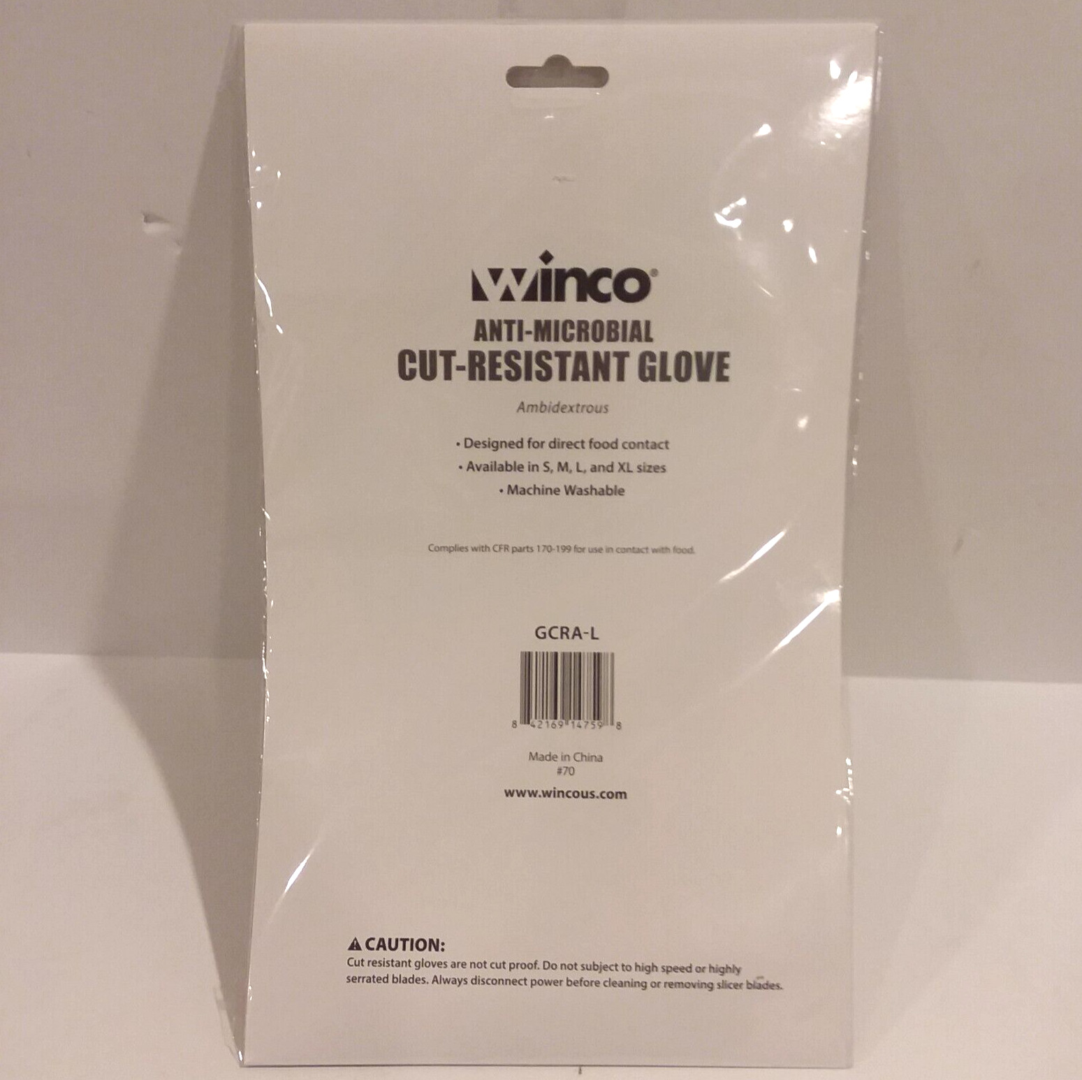 Winco Protective Cut Resistant Glove ANSI Level A5 Anti Microbial GCRA-L LARGE