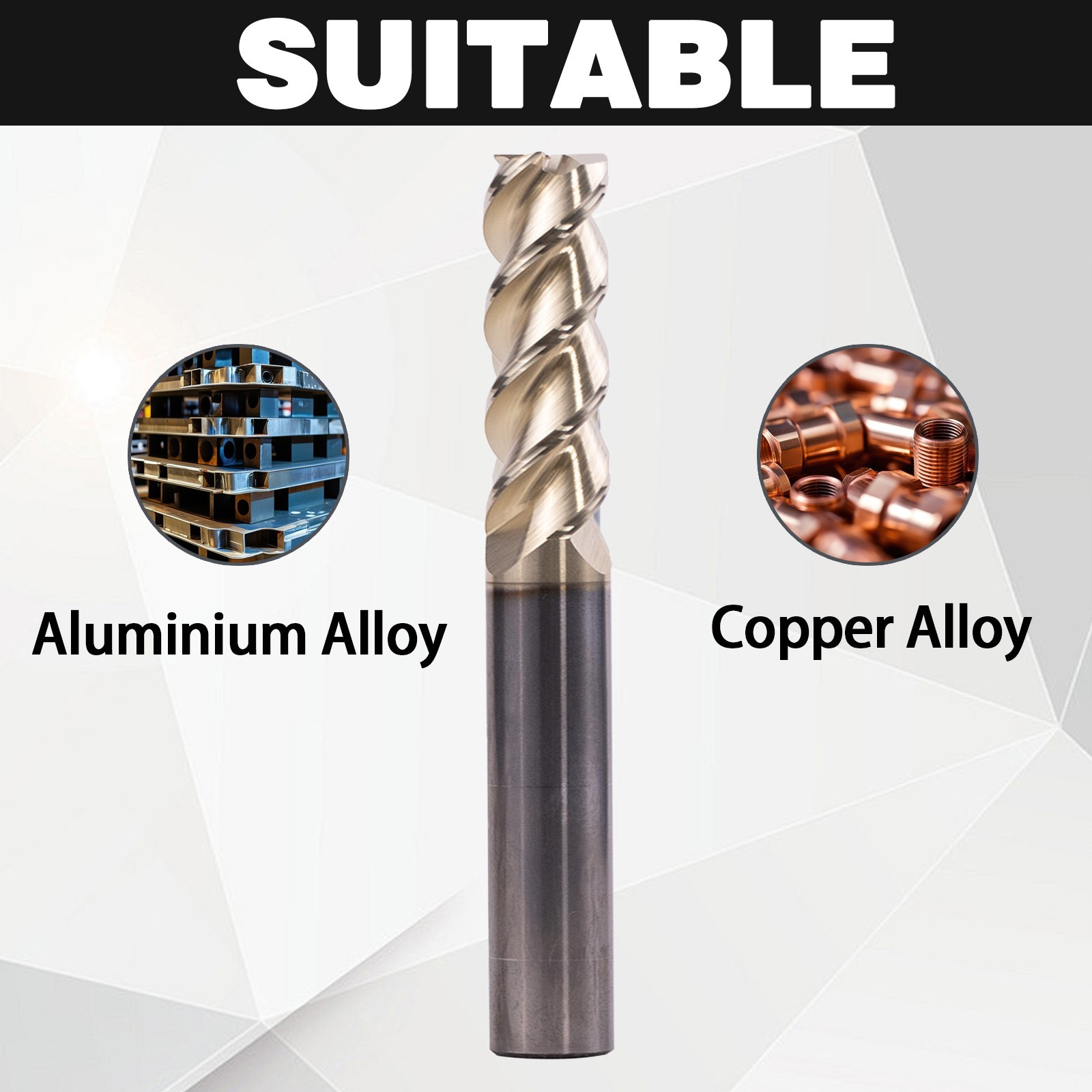 1Pc 3 Flute 45 Helix Angle 3/4″x1-3/4″x4″ Solid Carbide End Mill – ZRN Coated