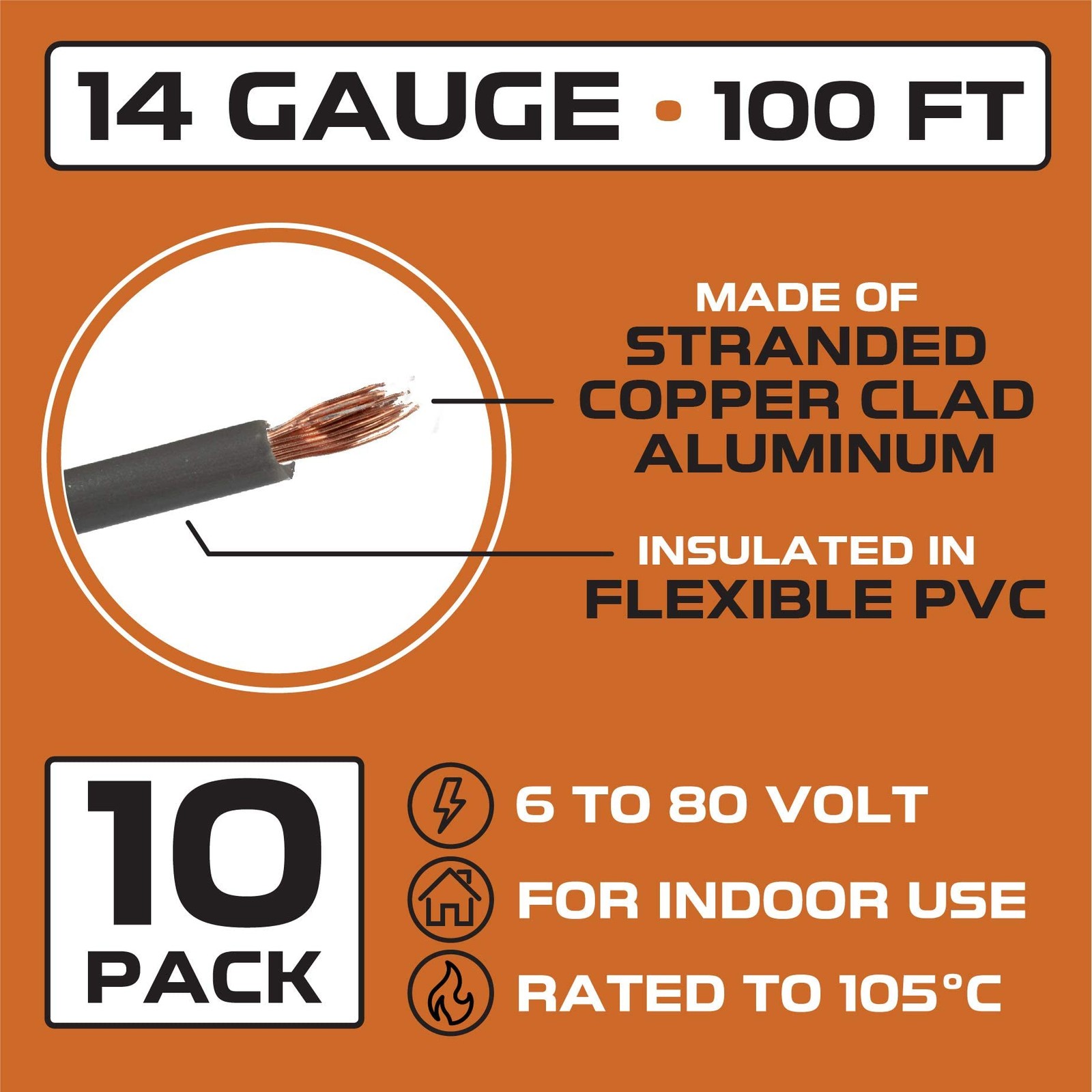 Iron Forge Cable 14 Gauge Primary Automotive Wire – 10 Roll Assortment Pack -…