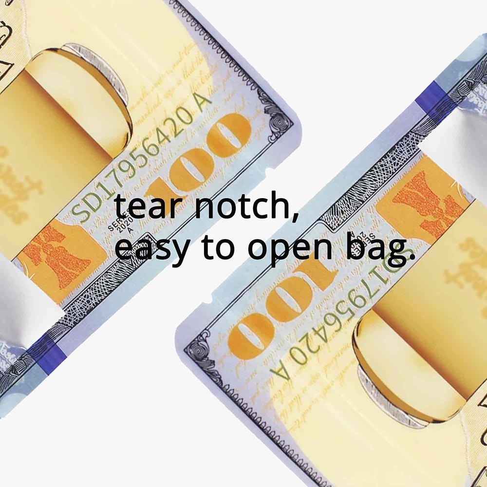 100pcs 3.5g Smell Proof Mylar Bags | Durable Zipper for Freshness | Food Grade