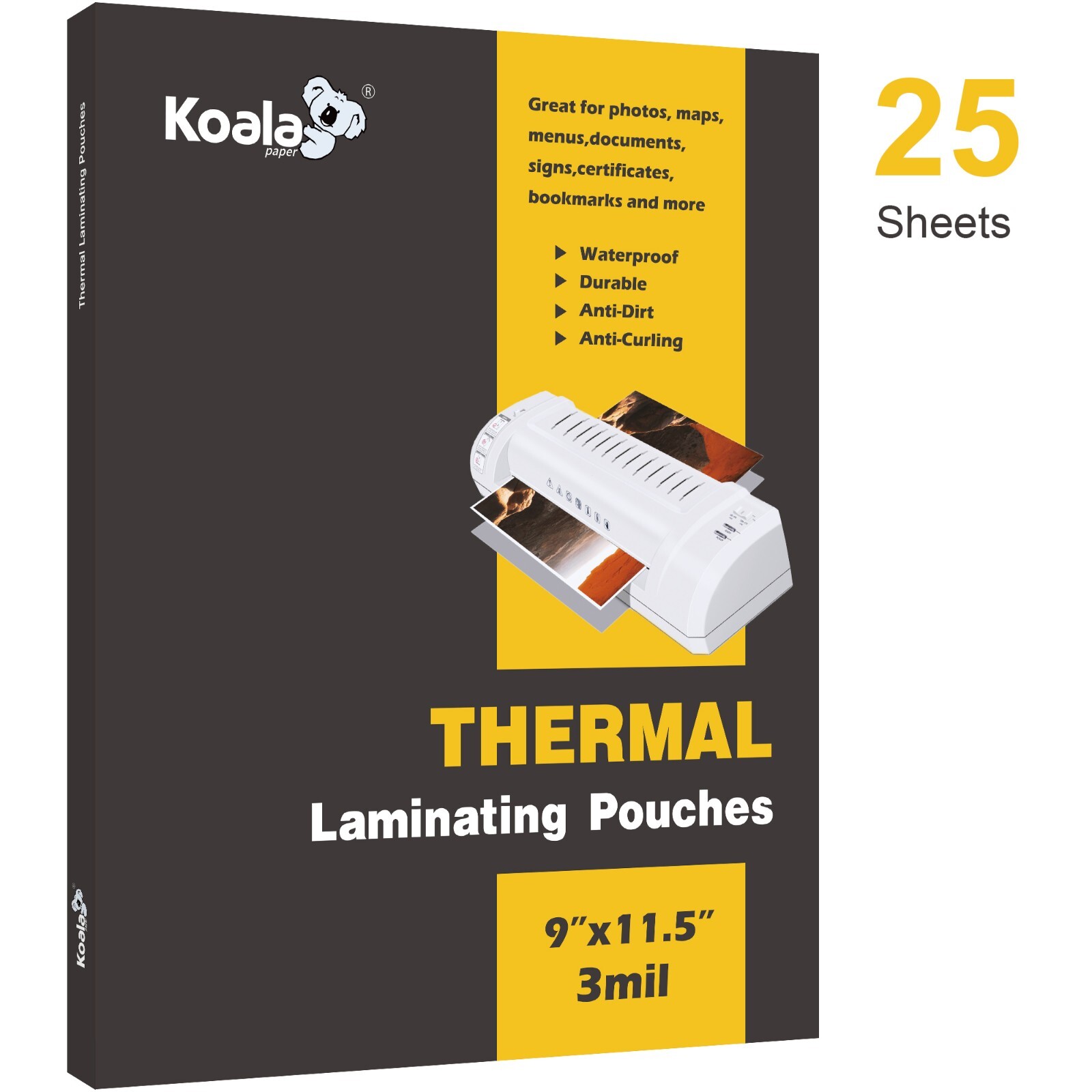 KOALA Thermal Laminating Pouches 9″x11.5″ Clear 3Mil Laminate Sheets 25 Counts
