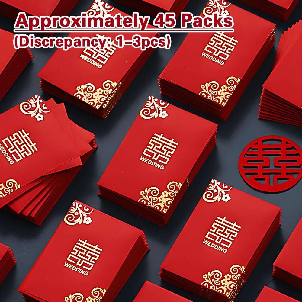 Mini Chinese Wedding Red Envelopes, Approximately 45 Pack, Traditional Floral…