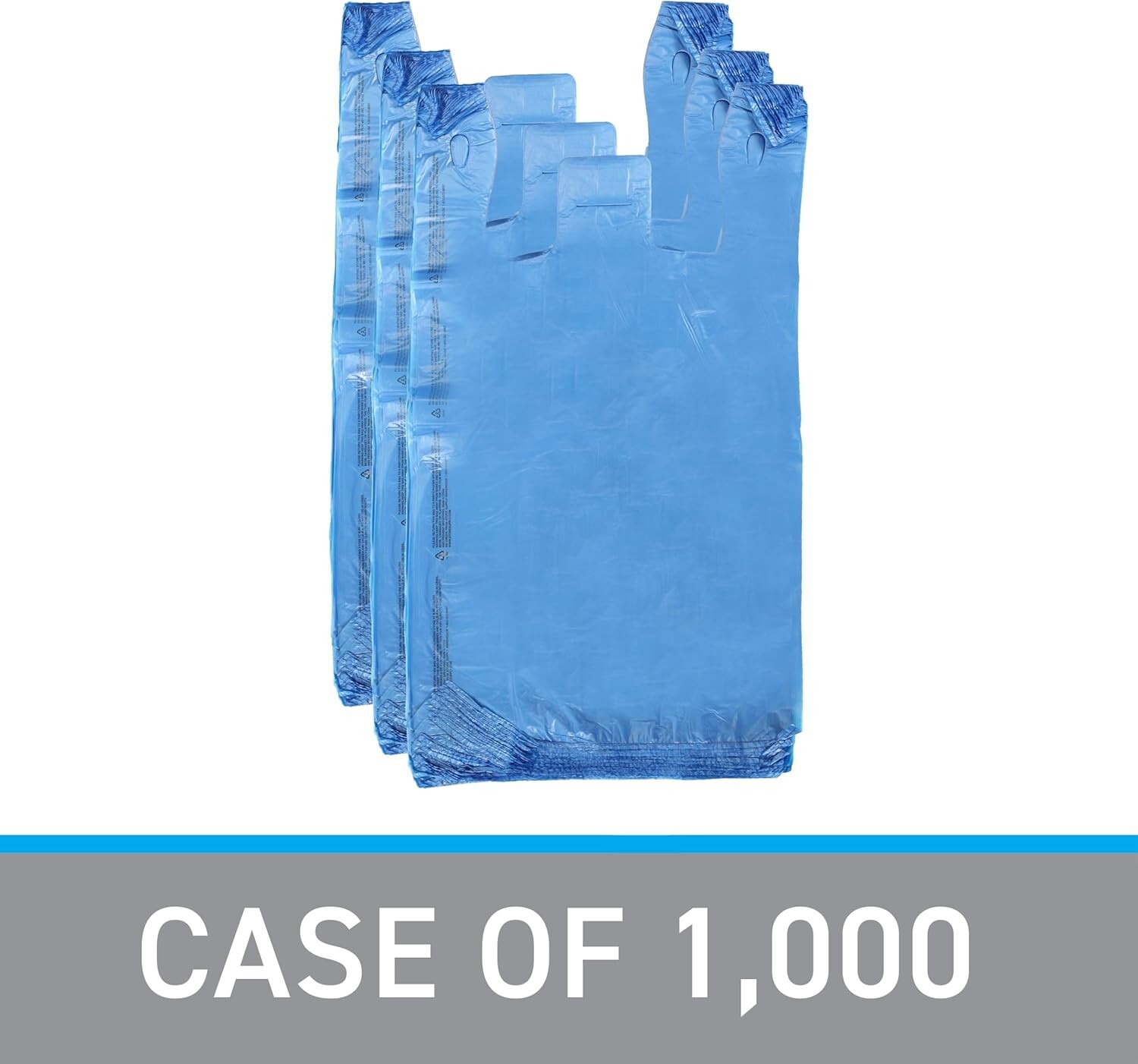 Blue Plastic T Shirt Bags Case of 1,000 11 ½” x 6 x 21″ Shopping Merchandise Bag
