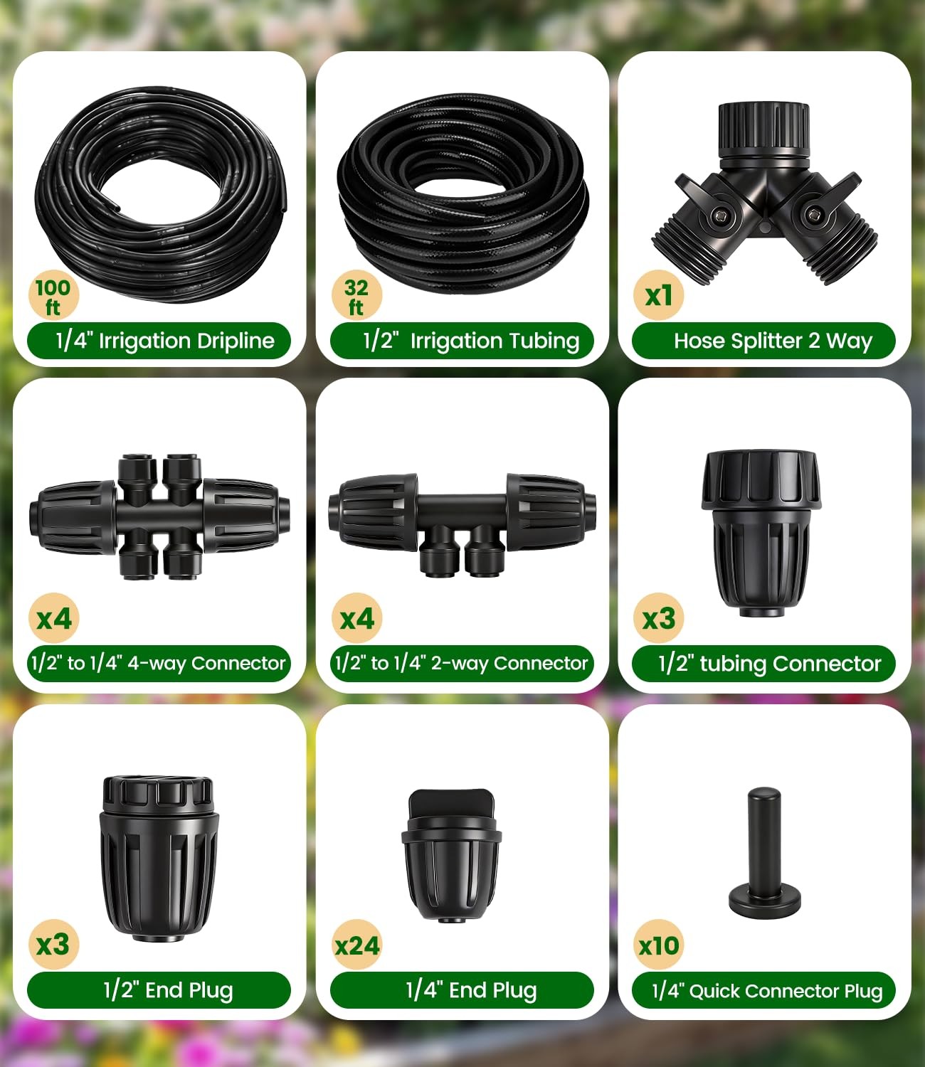 HeavyDuty Drip Irrigation Tubing Kit 1/2 Inch 1/4 Inch PVC PE for Garden