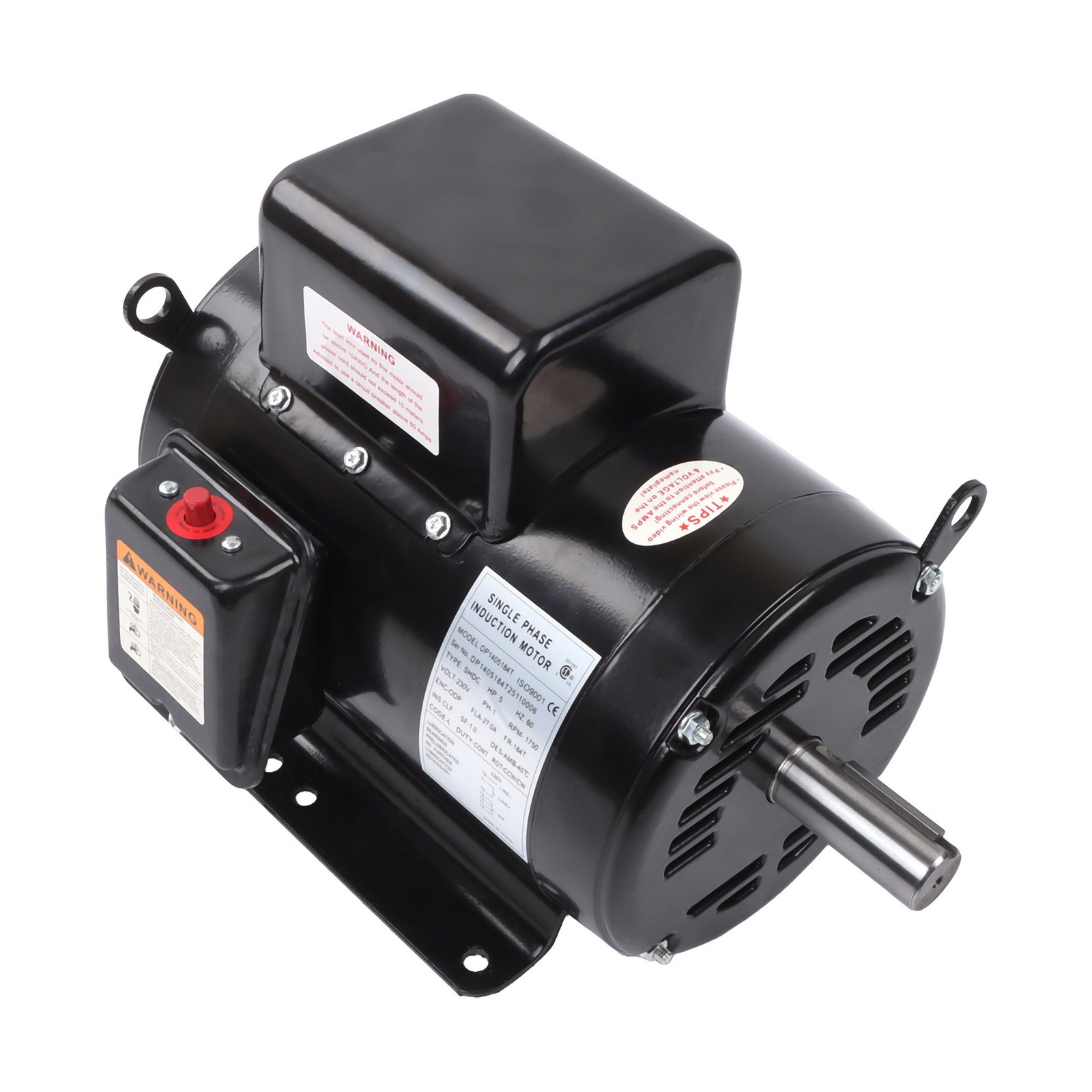5 HP Single Phase ODP Compressor Motor 184T Frame 208-230V 60Hz Industrial