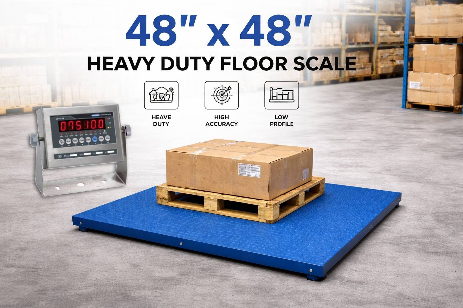 Refurbished Industrial Platform 48”x48” Floor scale warehouse pallet weighing