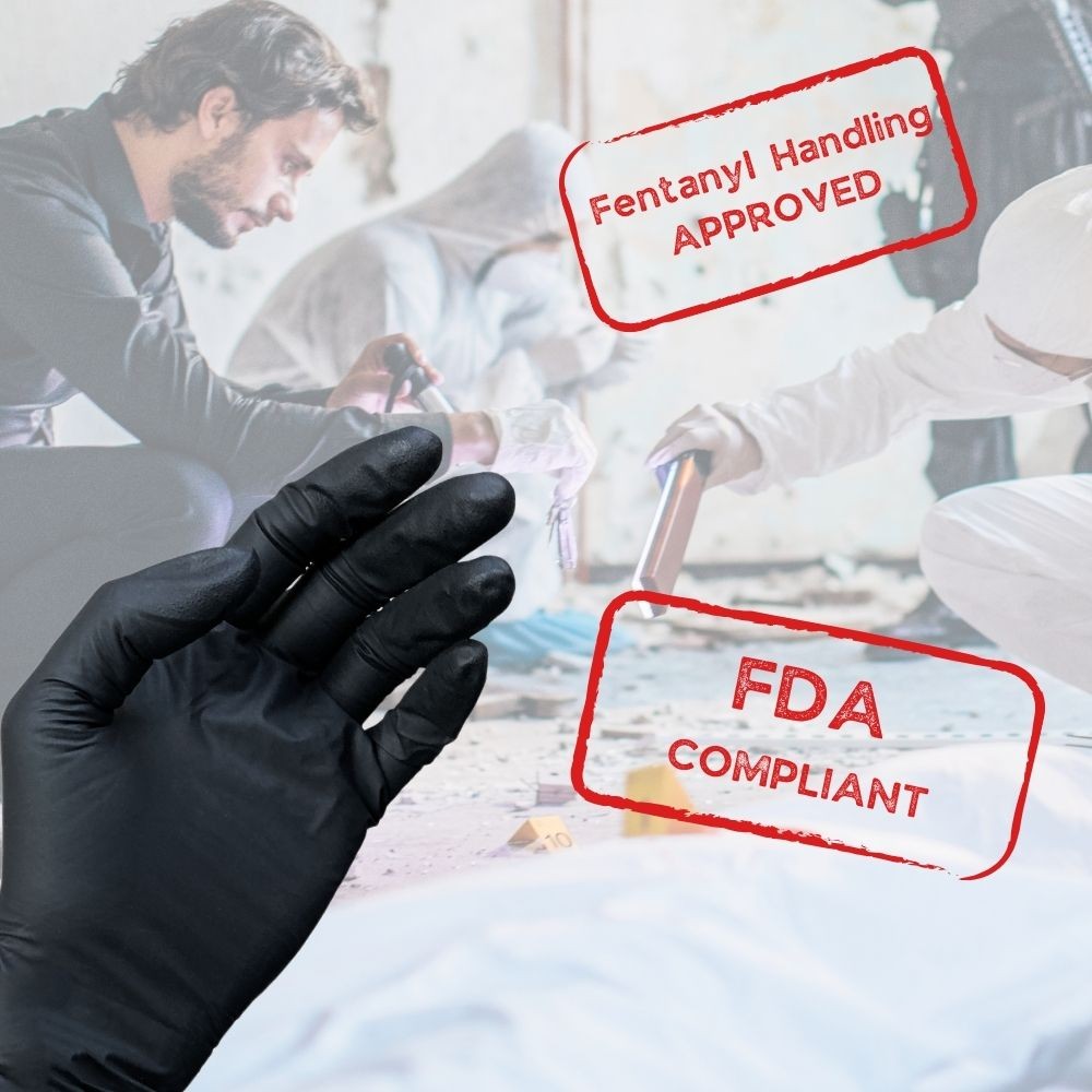1000 Pieces Finger-Textured Black Nitrile Exam Powder-Free Gloves, Large, 6 MIL