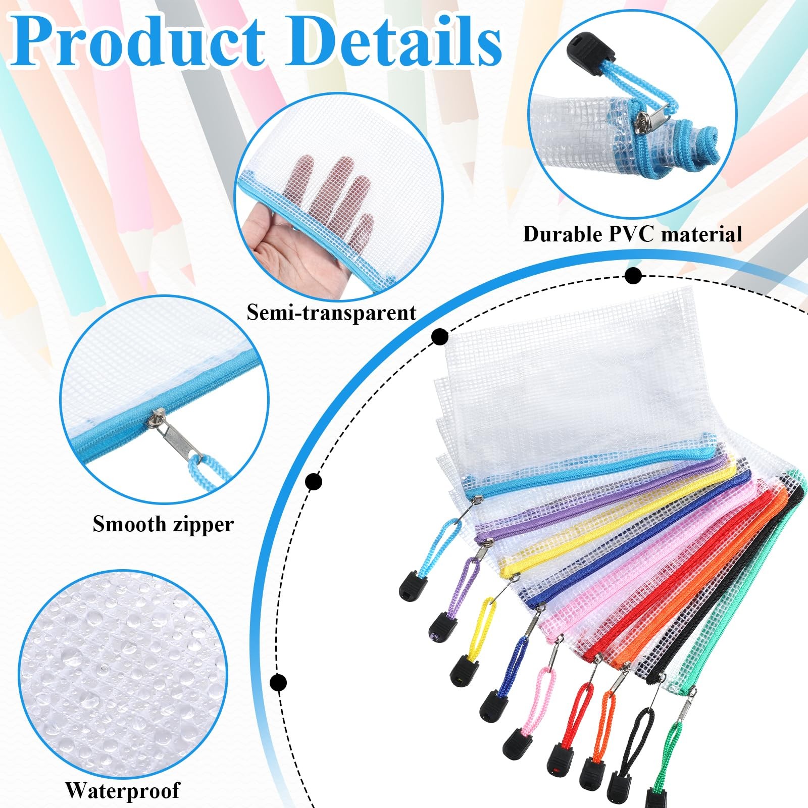 36 Pcs Mesh Zipper Pouch, 4.7×6.5 inch Waterproof Zip Mesh Bags with 2 Sheets…