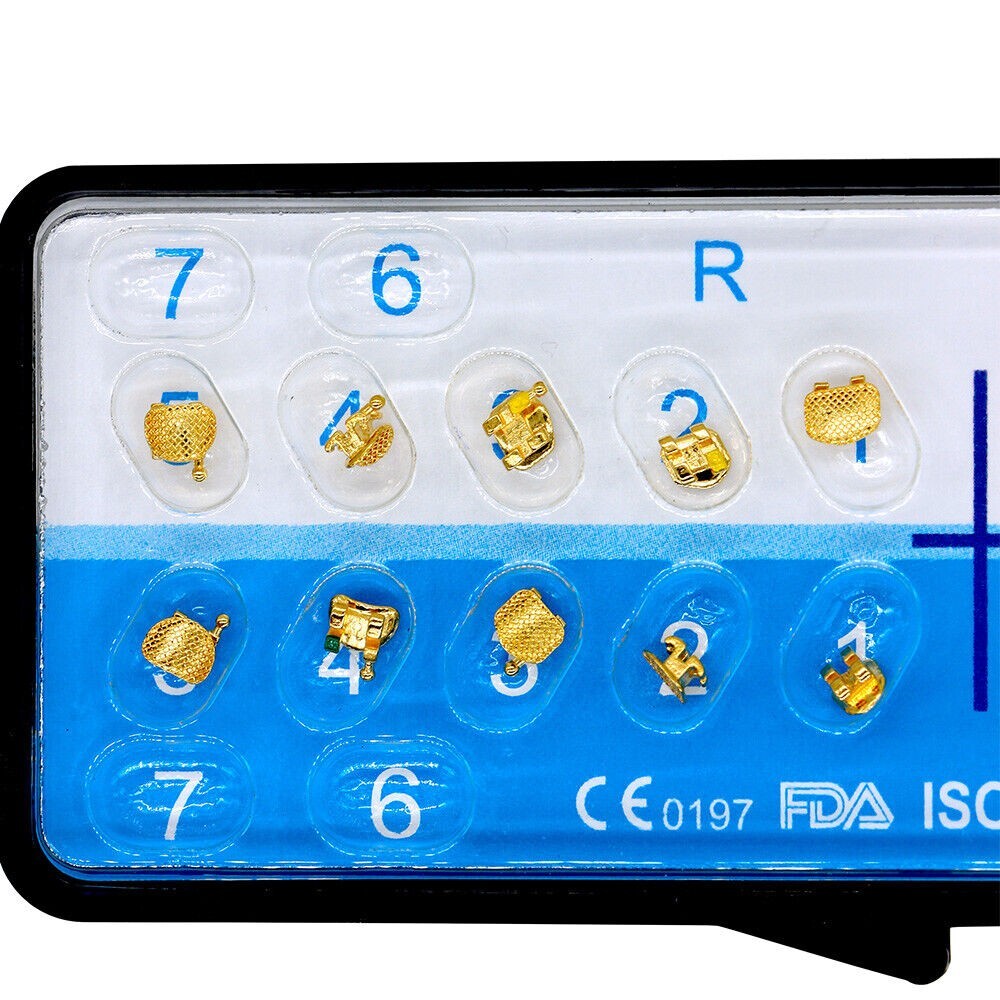 Dental Orthodontic 18K Gold Coated Metal Bracket Mini MBT 022 3-4-5 20pcs/set