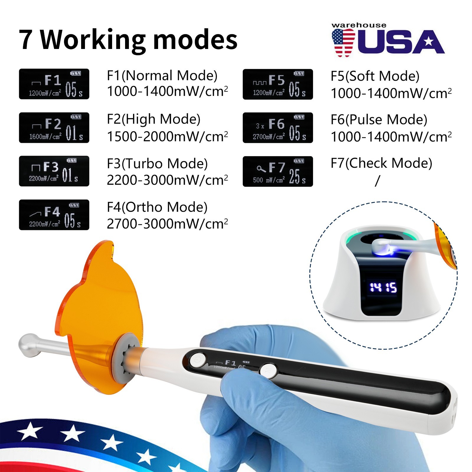 Dental 1:1 Contra Angle LED Fiber Optic Handpiece NSK Style USA