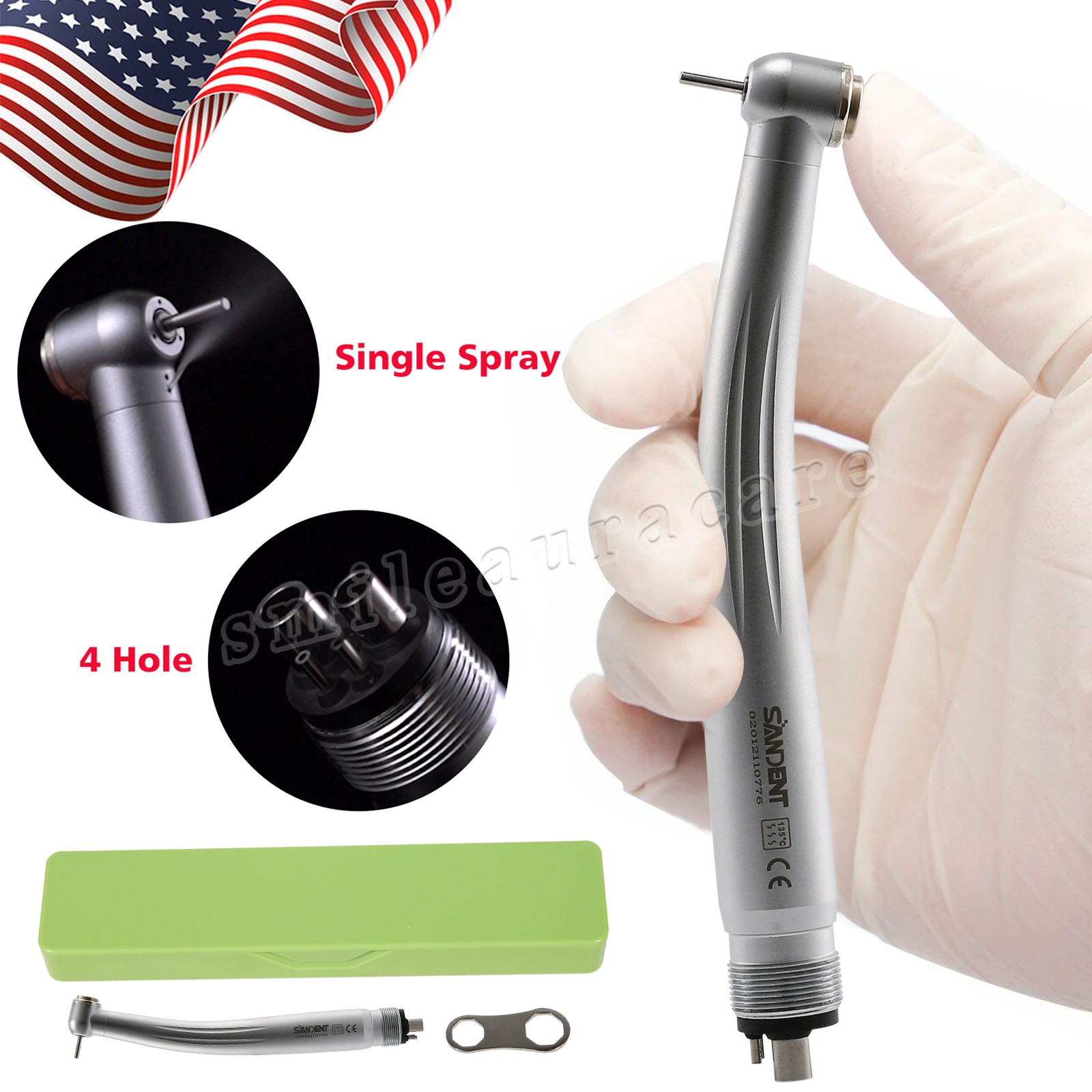 Dental High Speed Handpiece Single Water Spray Push Button 4 Hole Air Turbine