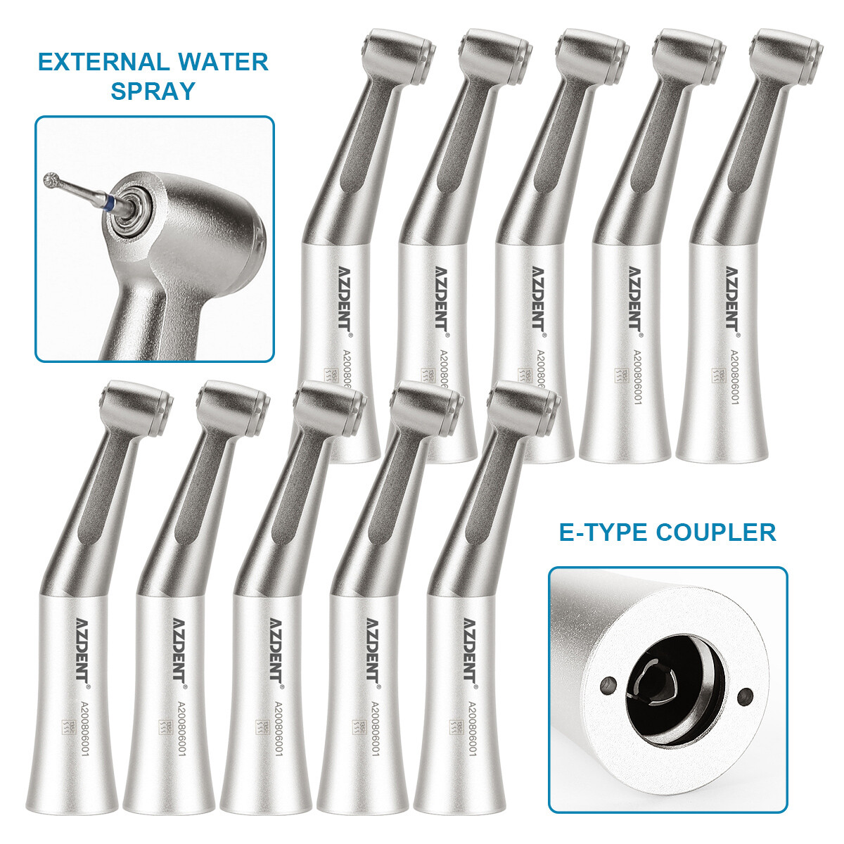Joydental Dental Low Speed Contra Angle Handpiece Push For FG 1.6mm Burs E-type
