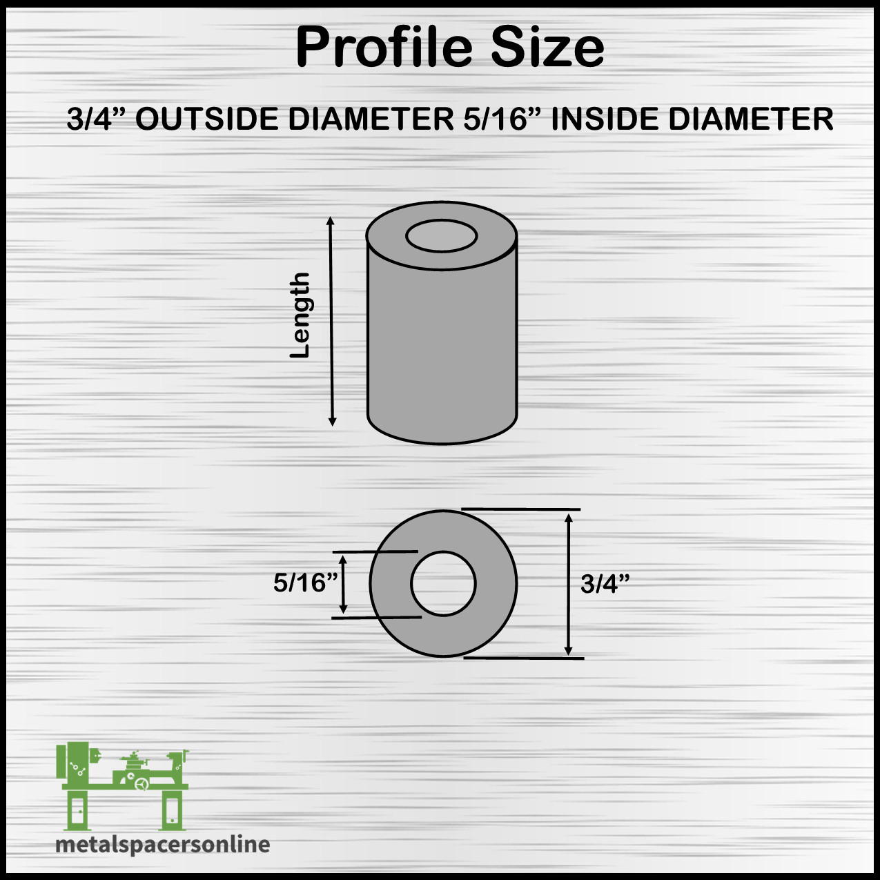 New Aluminum Spacer Bushing 3/4″ OD x 5/16″ ID–Fits M8 or 5/16″ Bolts