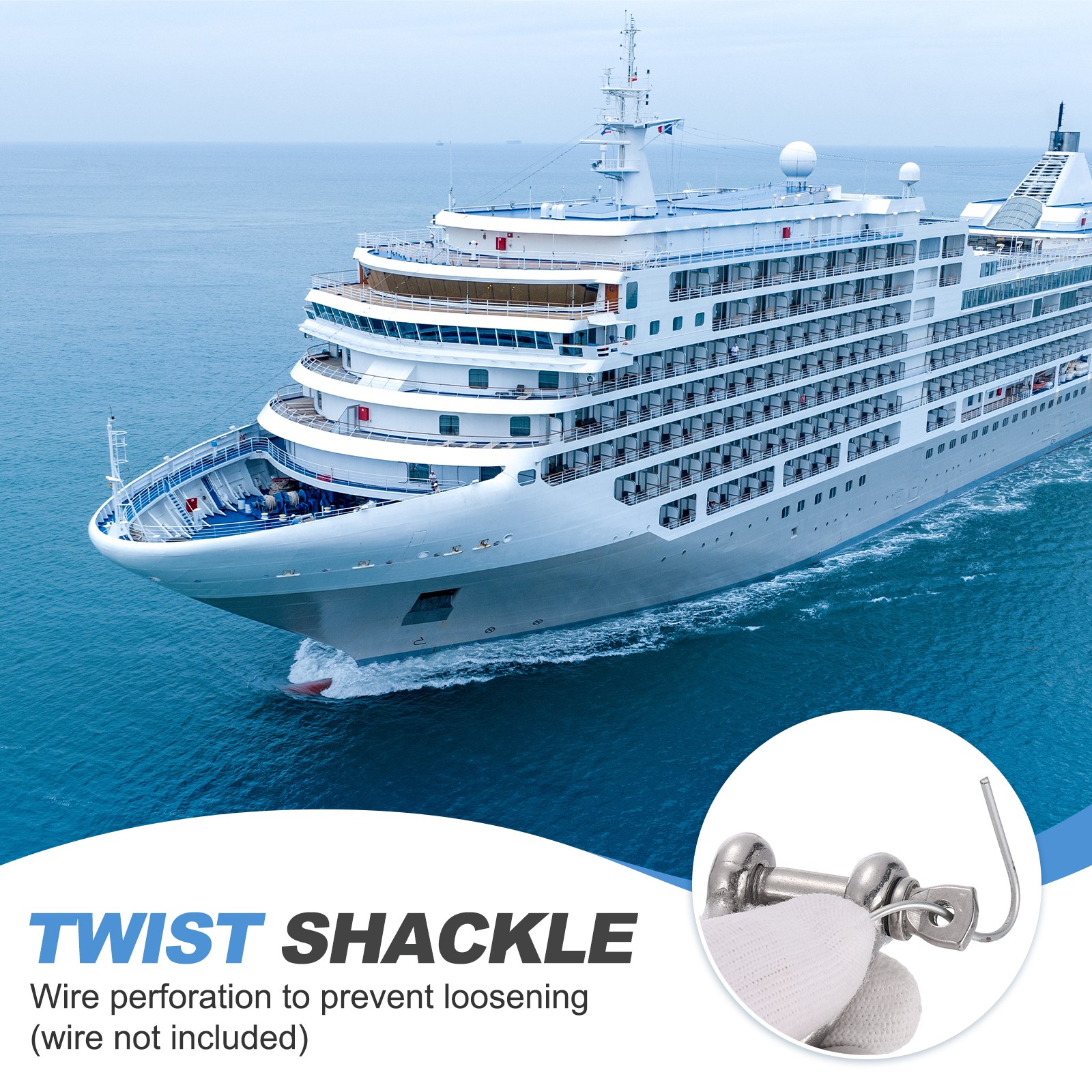 2 Pcs 316 Stainless Steel Twist Shackle 90 Degree 1/2″ 12mm, Twisted Clevis