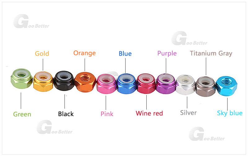 M2.5 Aluminum Alloy Lock Nut Nylon Insert Lock Nus Hex Locknut Multicolor Metric