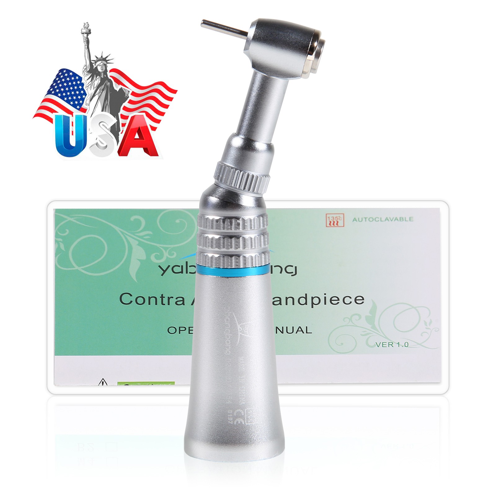 NSK Style Dental Low Speed Contra Angle Handpiece Push Button Fit FG1.6MM Burs
