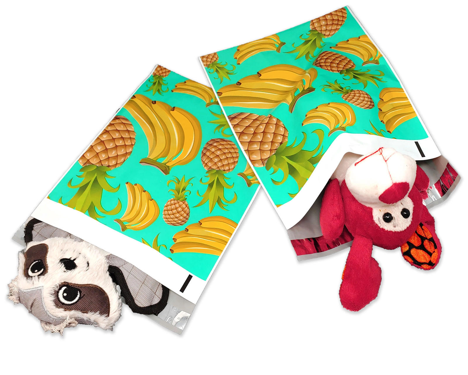 10×13 Tie Dye, Aqua Teal Pineapple, Red & Pink Roses Poly Shipping Mailer Combo
