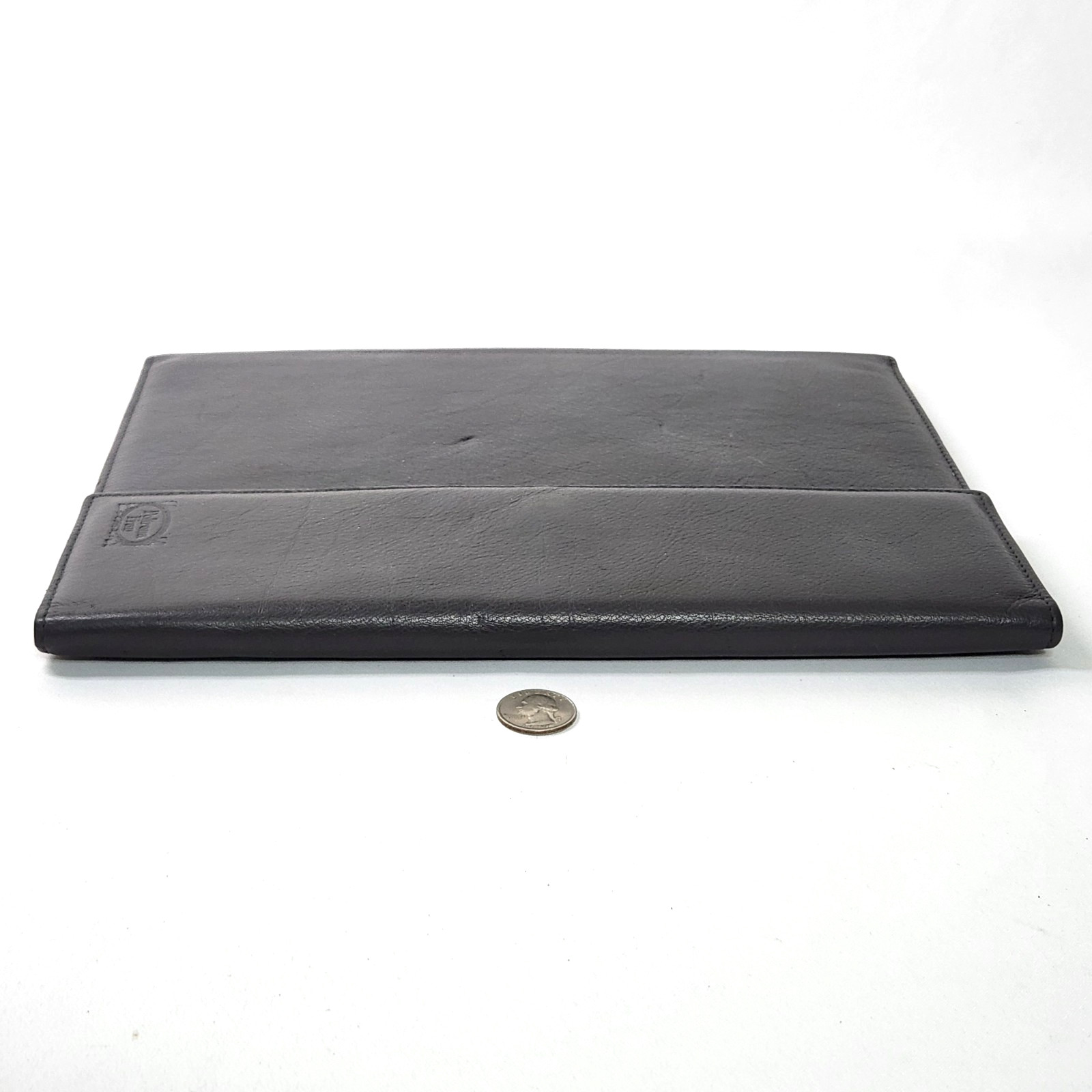 Poltrona Frau Leather Portfolio Dark Gray Snap Flap Close for 8.5 x 11 Notepad