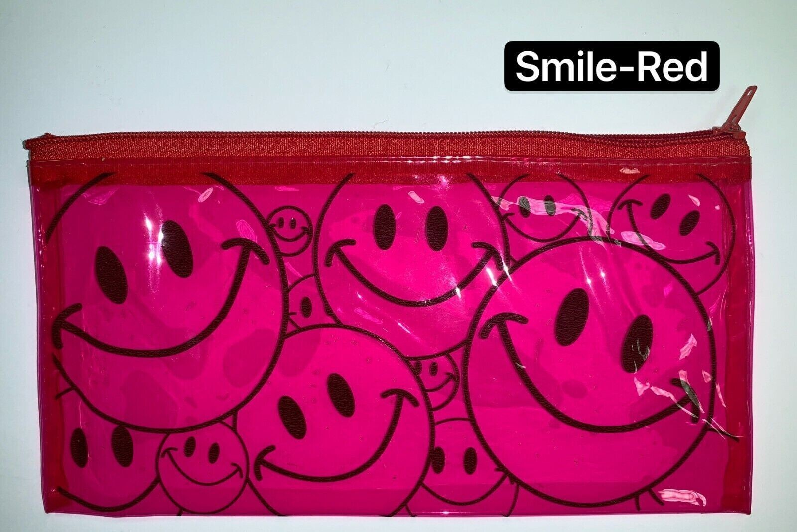 12 PCS 4-Color Smiley Pencil Pen Case Zipper Pouch Cosmetic Bag Waterproof, 1411