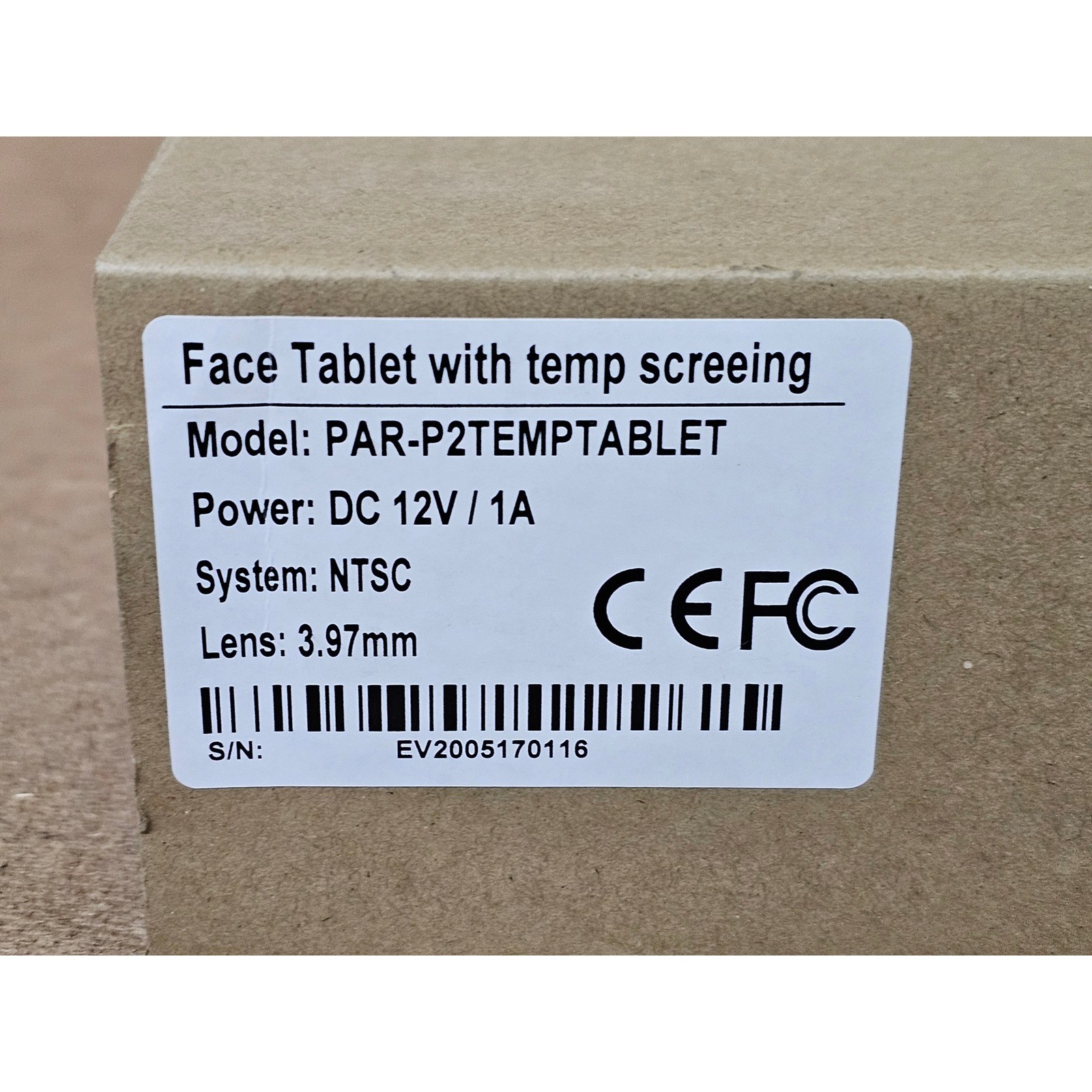 InVid Face Tablet with Temp Screening Unisex OS Black Solid PAR-P2TEMPTABLET NEW