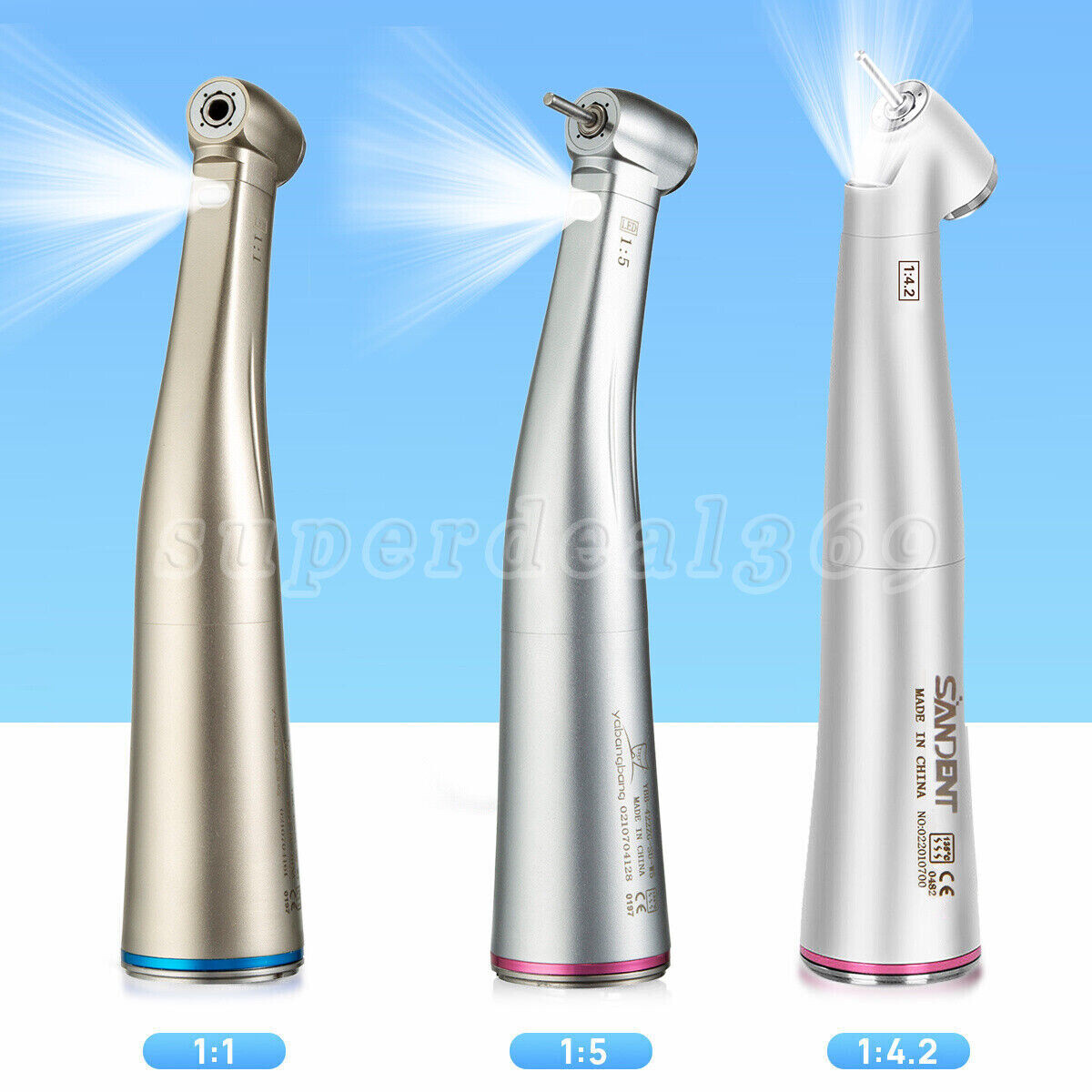 Dental 1:1 1:5 1:4.2 LED Fiber Optic Contra Angle Increasing Handpiece F/ NSK po