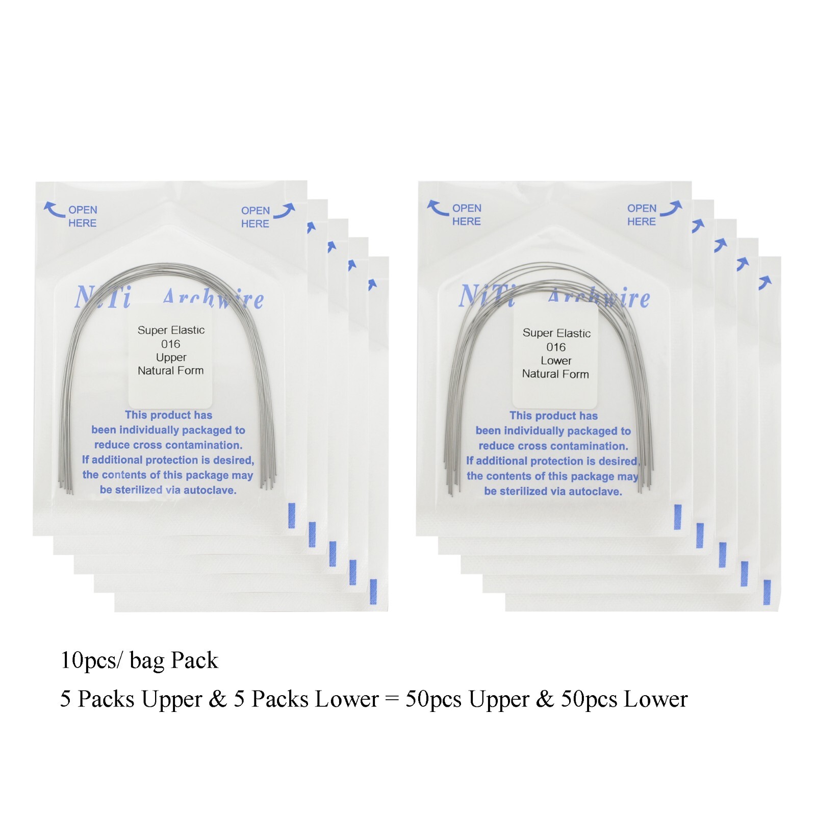 100pc Dental Orthodontic Arch Wires Niti Rectangular Round Natural 1622 012 016