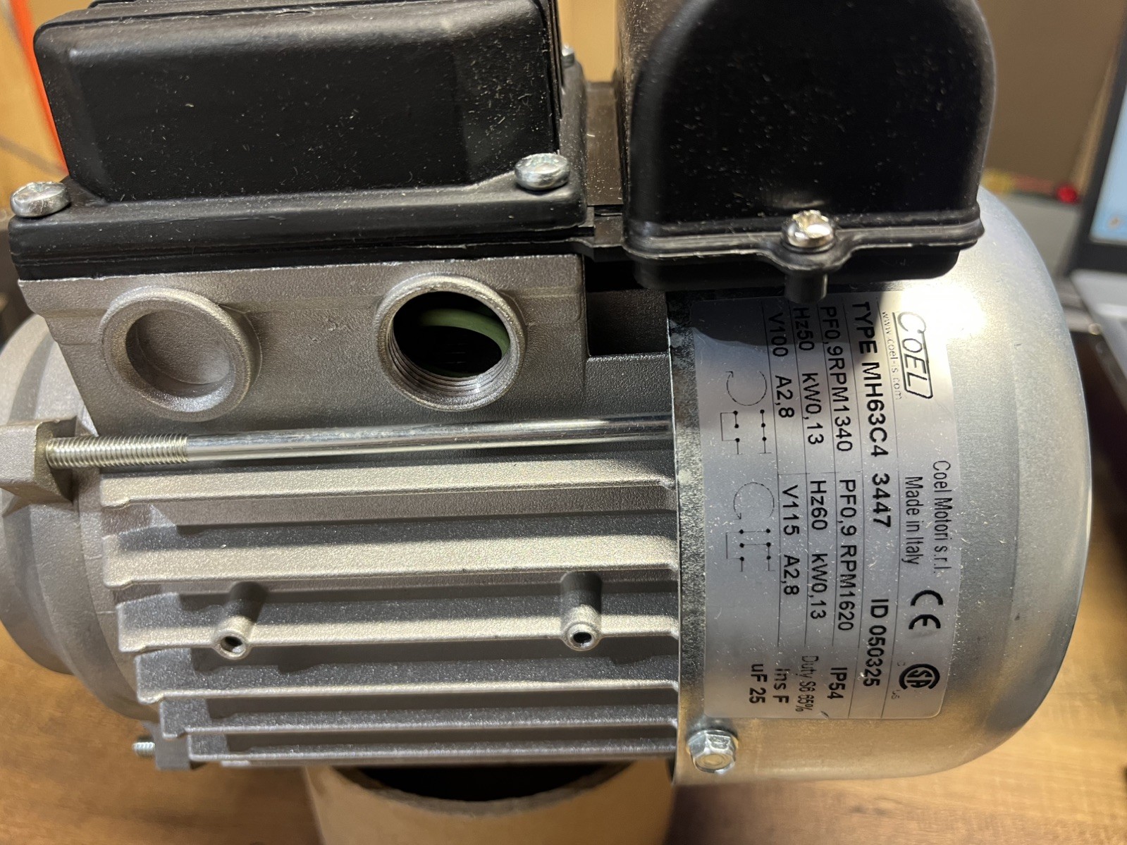 Coel Motori MH63C4 Electric Motor 115V 60Hz 1620 RPM Type MH63C4 ID 050325 NEW