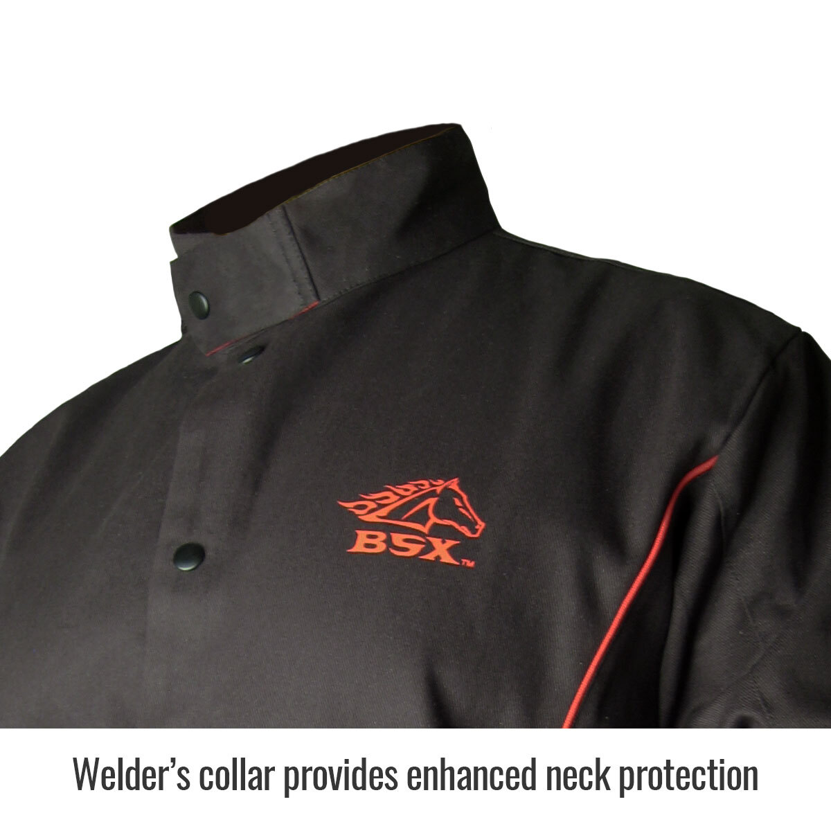 Revco Black Stallion BSX BX9C Black FR Welding Jacket with Red Flames (SM – 4XL)
