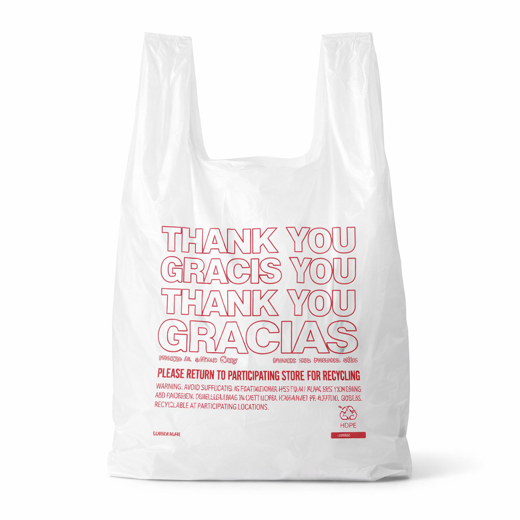 Bags 1/6 Large 21 x 6.5 x 11.5 THANK YOU T-Shirt Plastic Grocery Shopping Bags