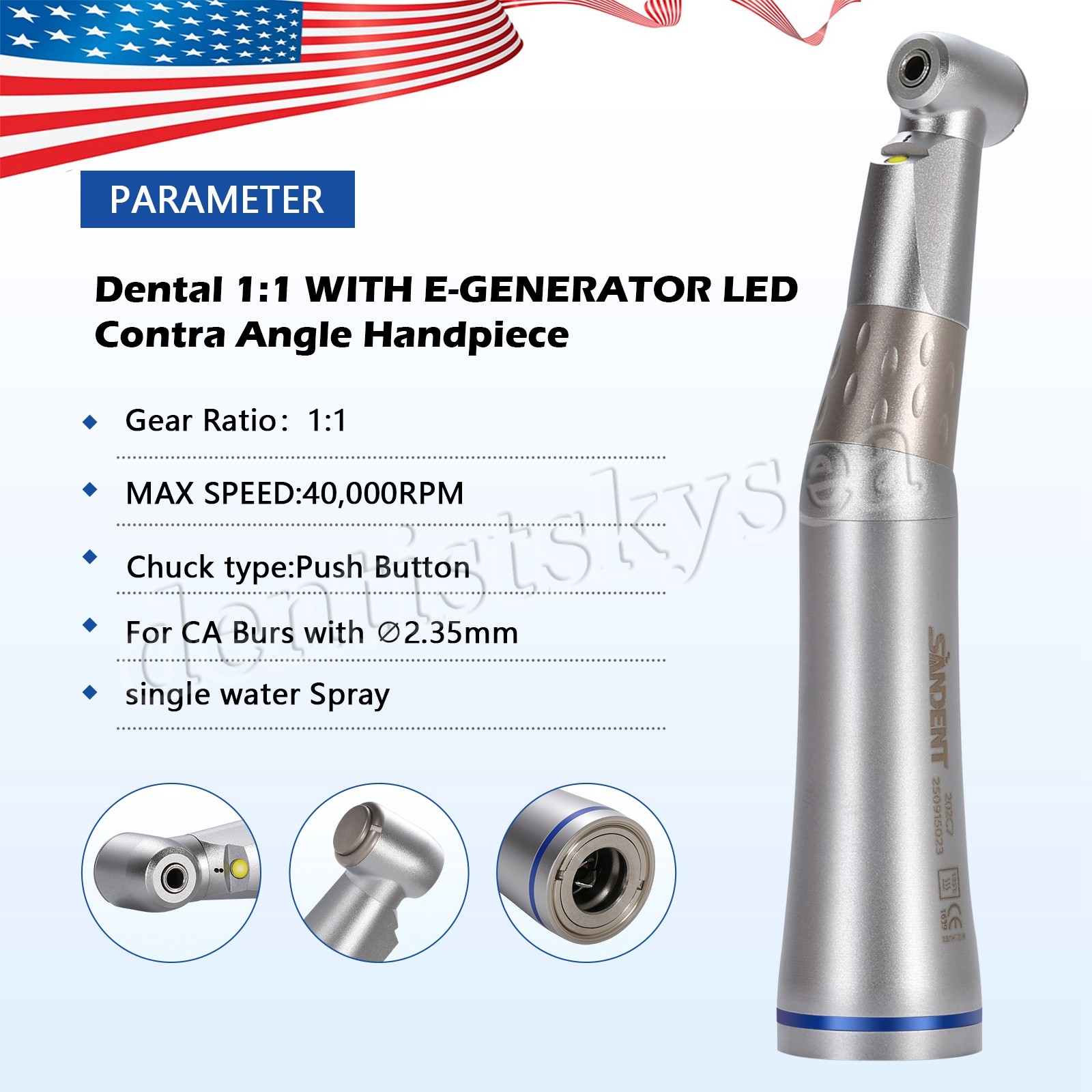Micromotor de Motor de aire tipo E de baja velocidad Dental, pieza de mano 2H