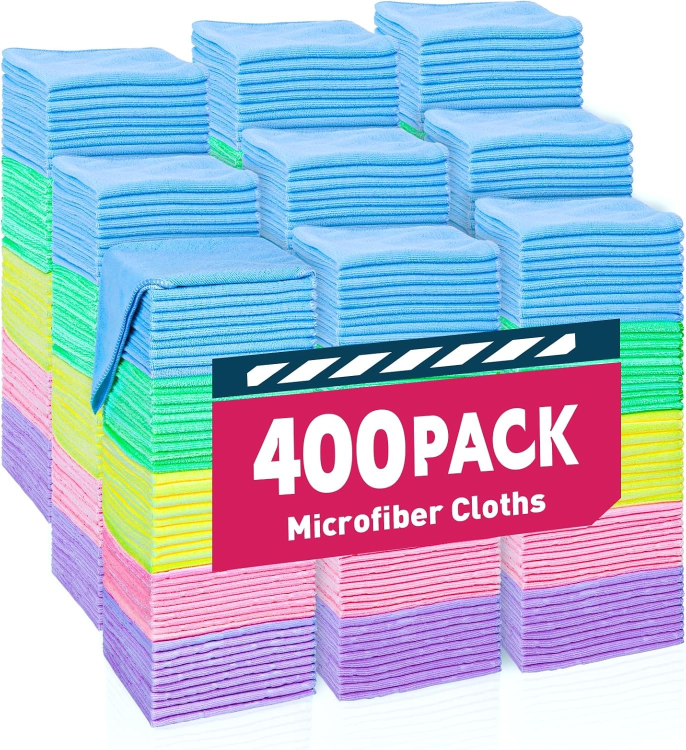 Bulk Microfiber Towels – 400 Pack, Cleaning Cloths, (12×12 in)