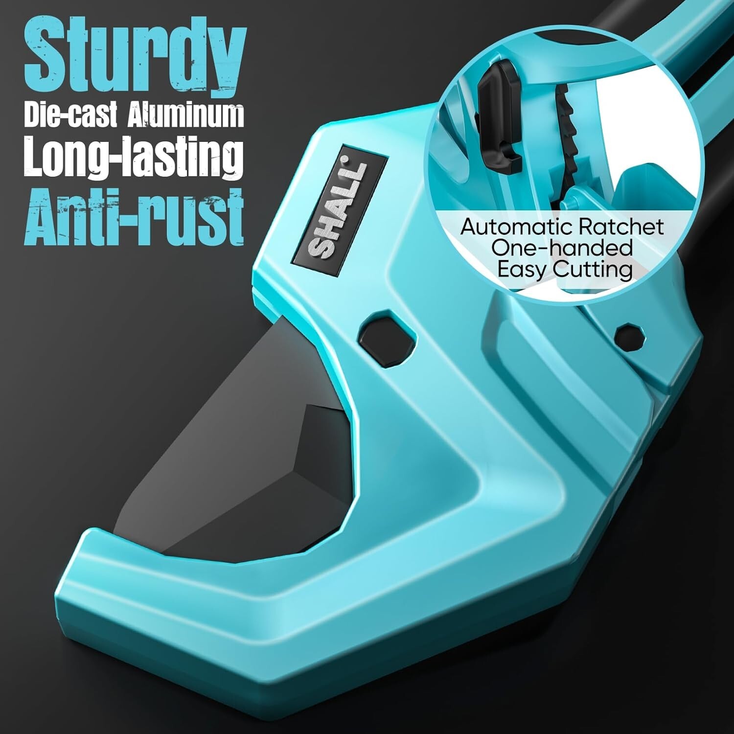SHALL PVC Pipe Cutter,2-1/2”,Heavy-Duty Aluminum Ratchet Pipe Cutter