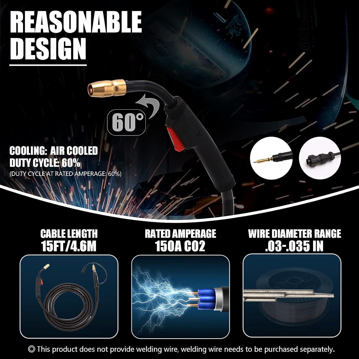 High-Performance 15FT MIG Welding Gun for Miller & Multi-Model Compatibility