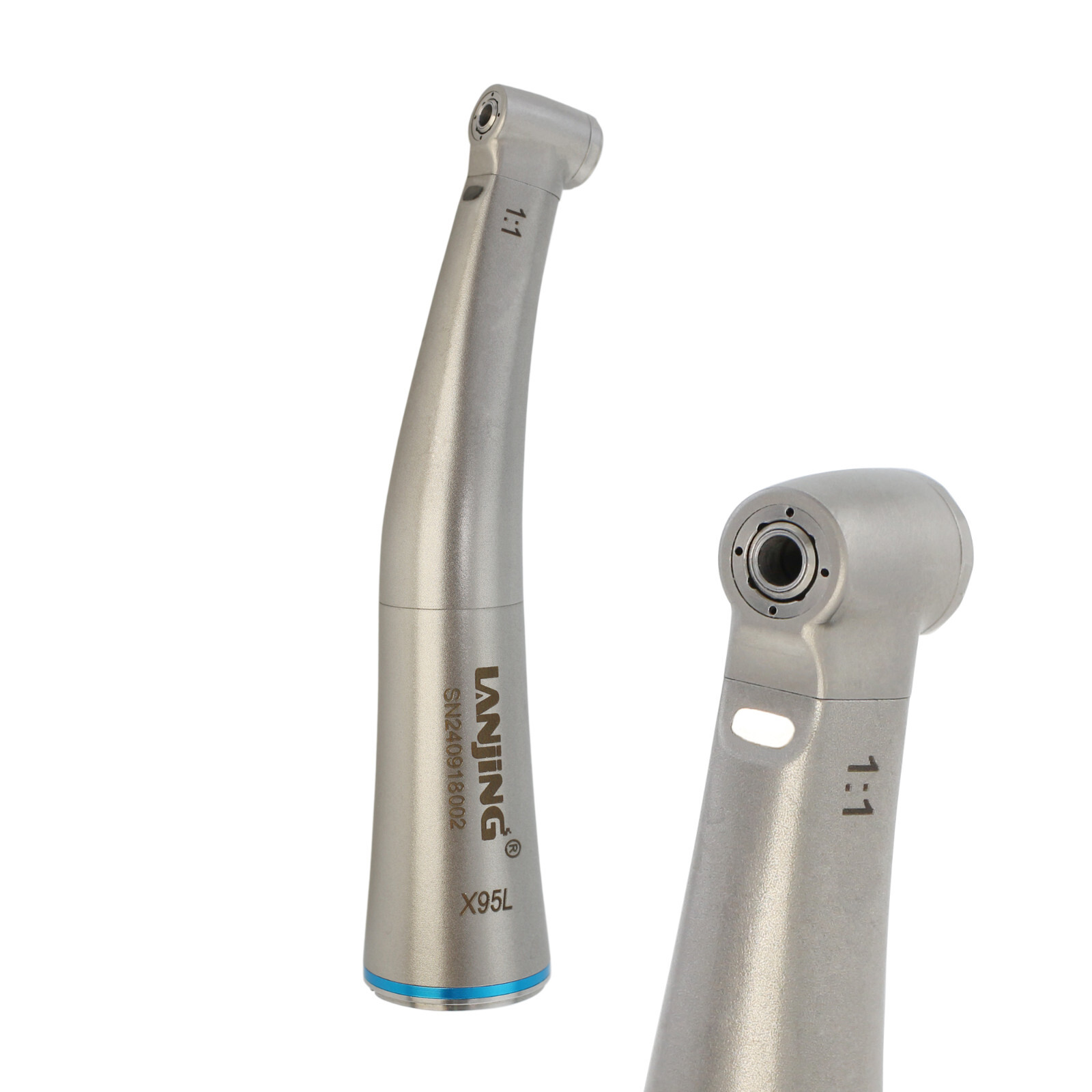 Dental Contra Angle Fiber Optic Handpiece 1:1 Low Speed Mini Quattro Spray ISO