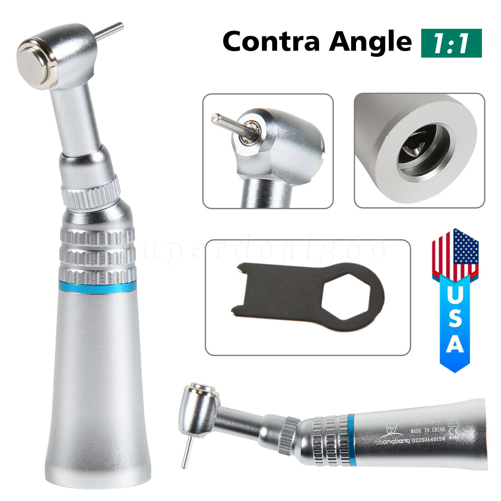 NSK Style Dental Low Speed Handpiece Push Button Contra Angle Fit FG1.6MM Burs