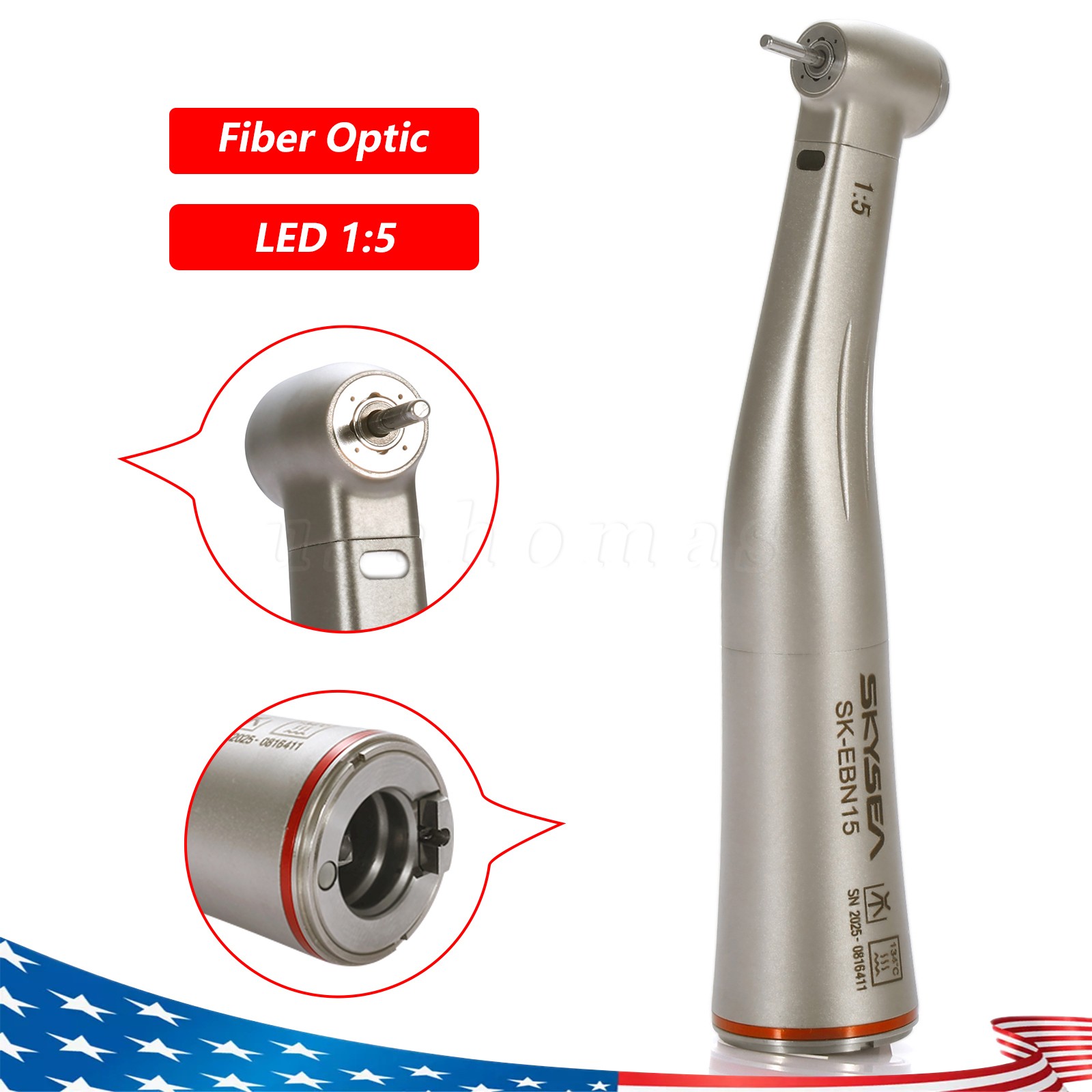 1:5 Dental Fiber Optic Push Button Contra Angle Handpiece Fit NSK S-MAX M95L