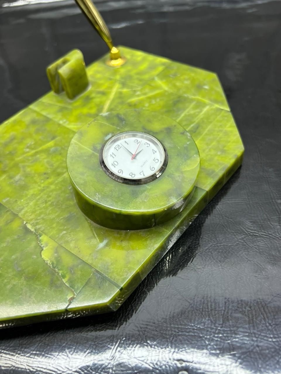 High Quality Yellow Serpentine Pen Card & Watch Set 1.2kg Beautiful Stone Set
