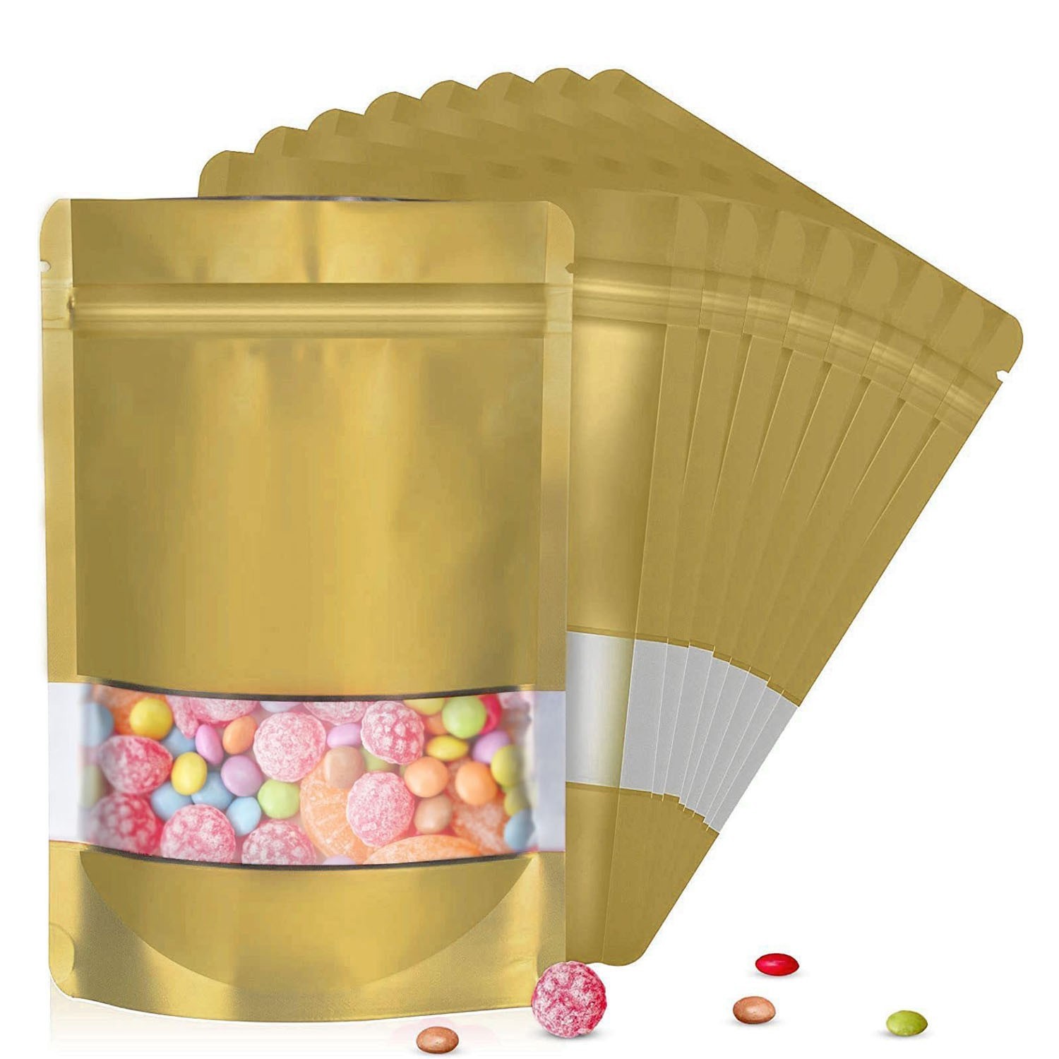 Mylar Foil Food Storage Stand Up Zip Seal Pouch Smell Proof Bags with Window USA