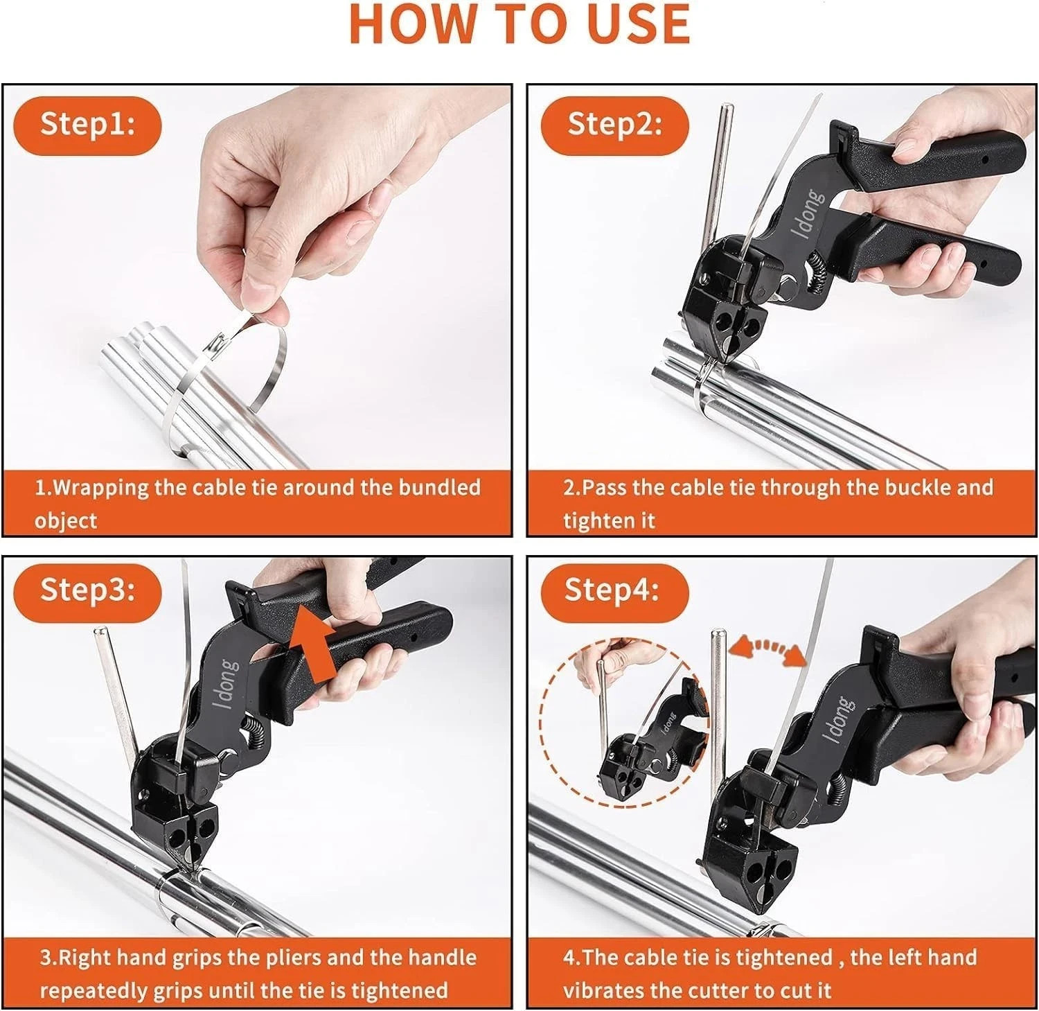 Professional Stainless Steel Cable Tie Gun Kit with 100PCS High-Strength Ties