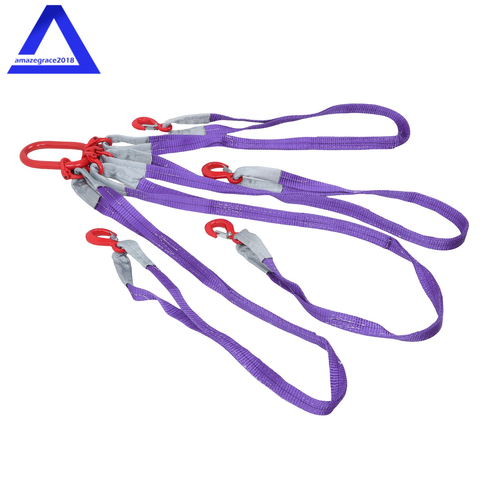 Four Leg Bridle Web Sling 5ft 6600lbs Lifting Slings with G80 Grab Hooks Safe
