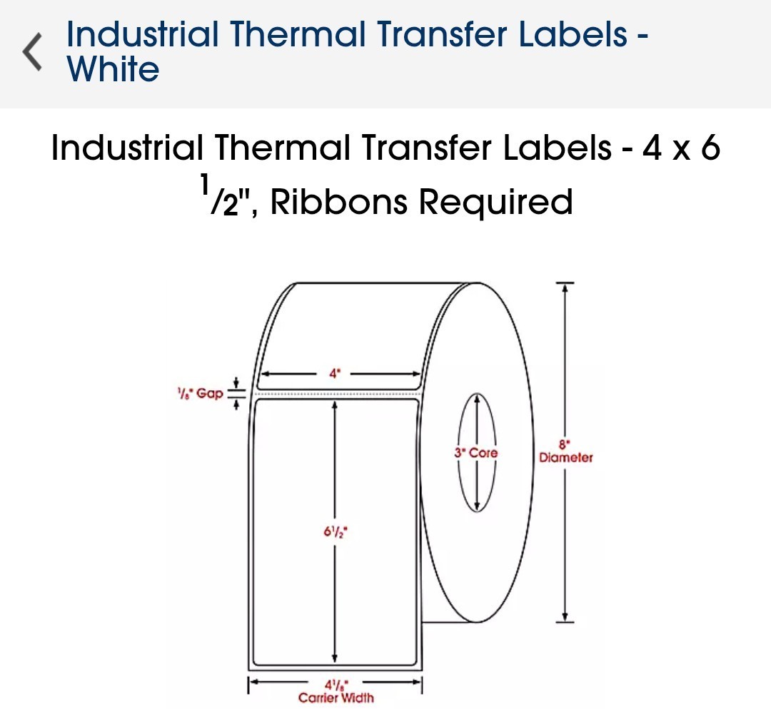 Zebra Direct Thermal Labels S-5038