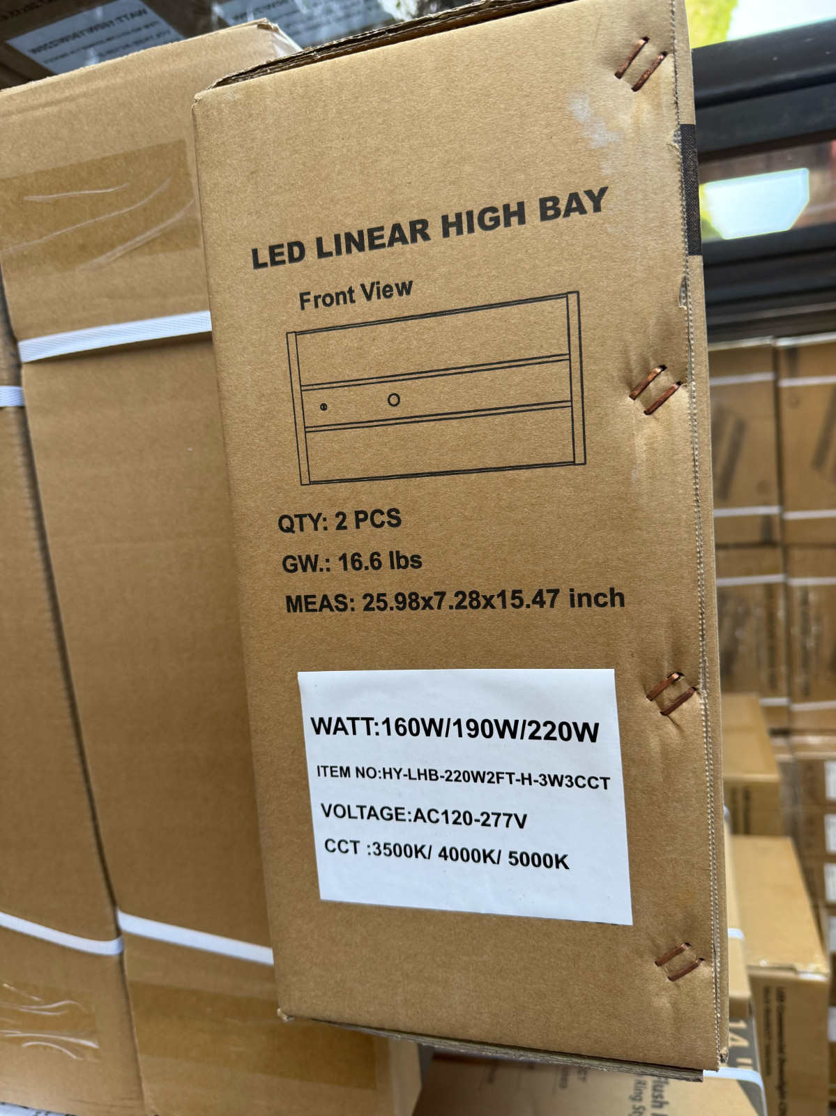 LED Linear High Bay LHB-220W 2FT-H-220-190-160W Selectable 3500K-4000K-5000K Sel