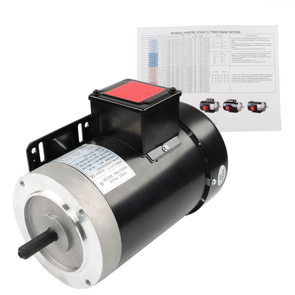 2 HP 1800 RPM General Electric Motor 3 Phase 56C Frame TEFC 230 / 460 Volt New