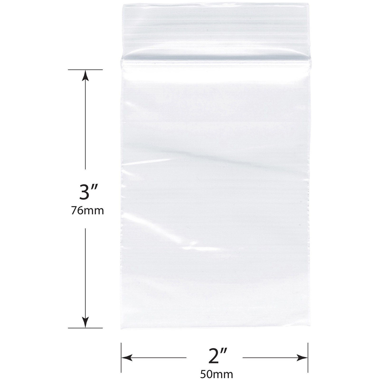 Plymor 2″ x 3″, 2 Mil Zipper Reclosable Plastic Bags